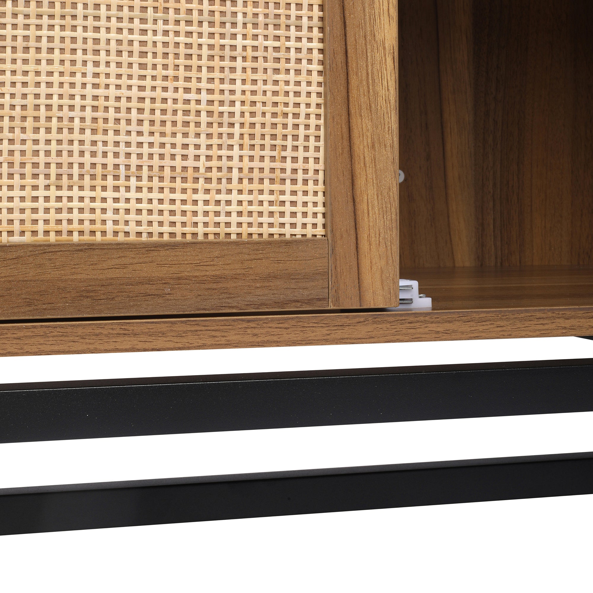32" Tall Wood 2-door Accent Cabinet with Rattan Door
