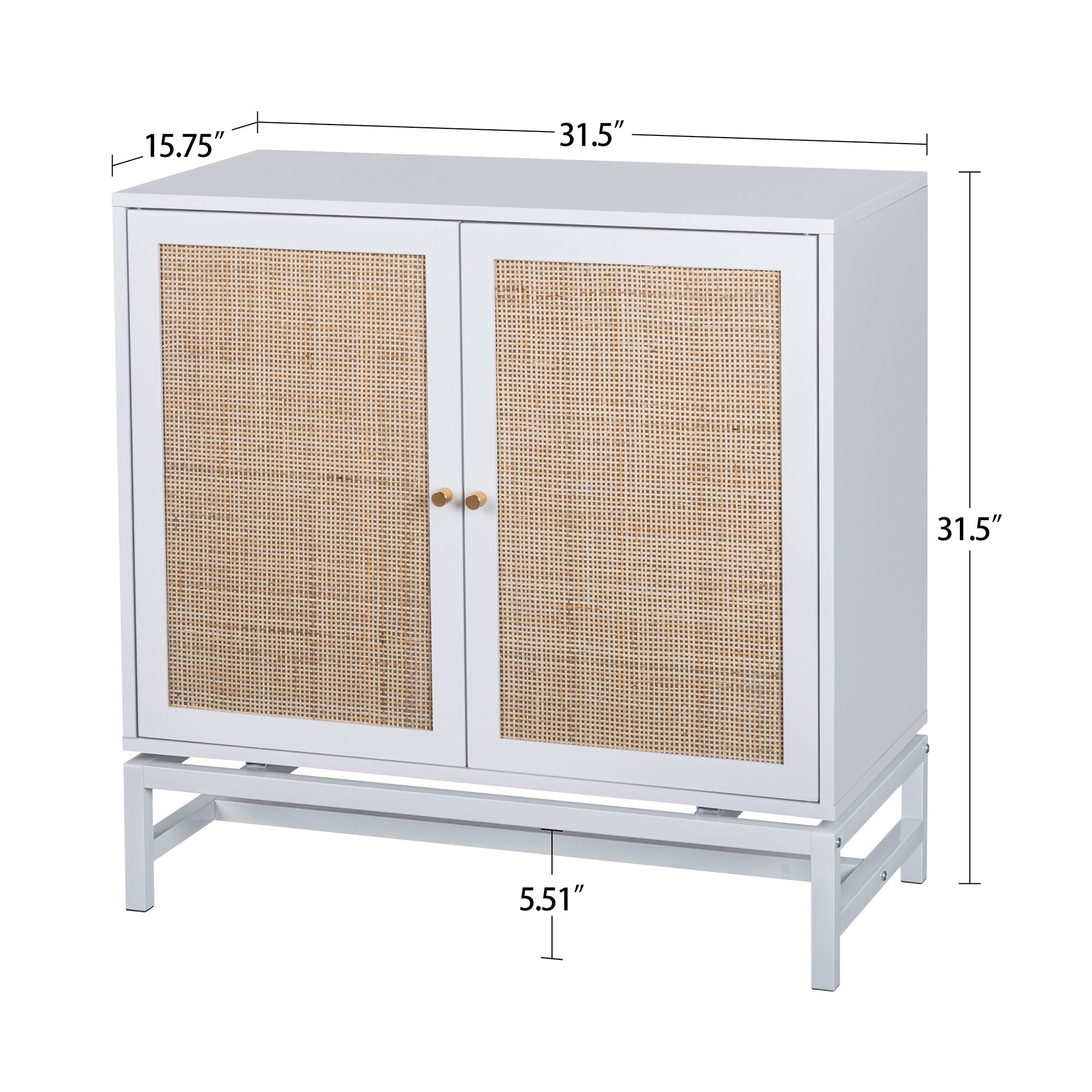 32" Tall Wood 2-door Accent Cabinet with Rattan Door
