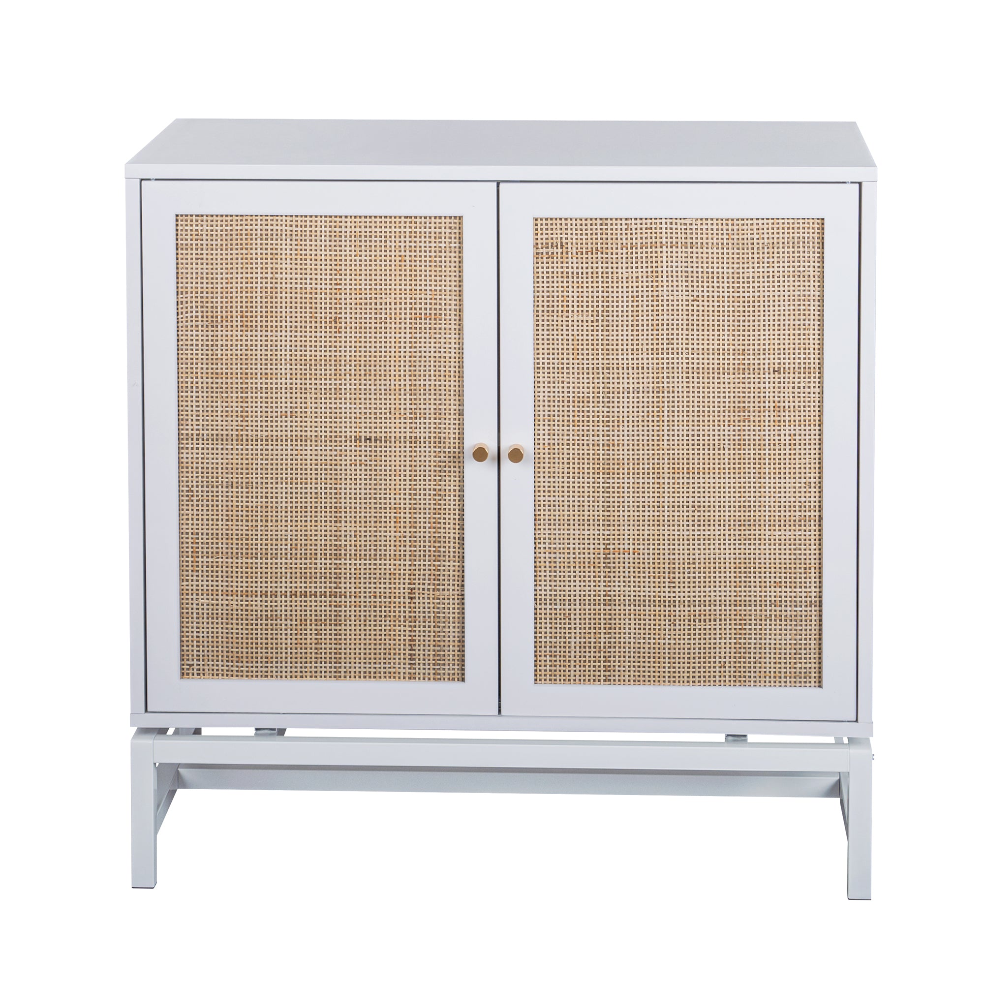 32" Tall Wood 2-door Accent Cabinet with Rattan Door