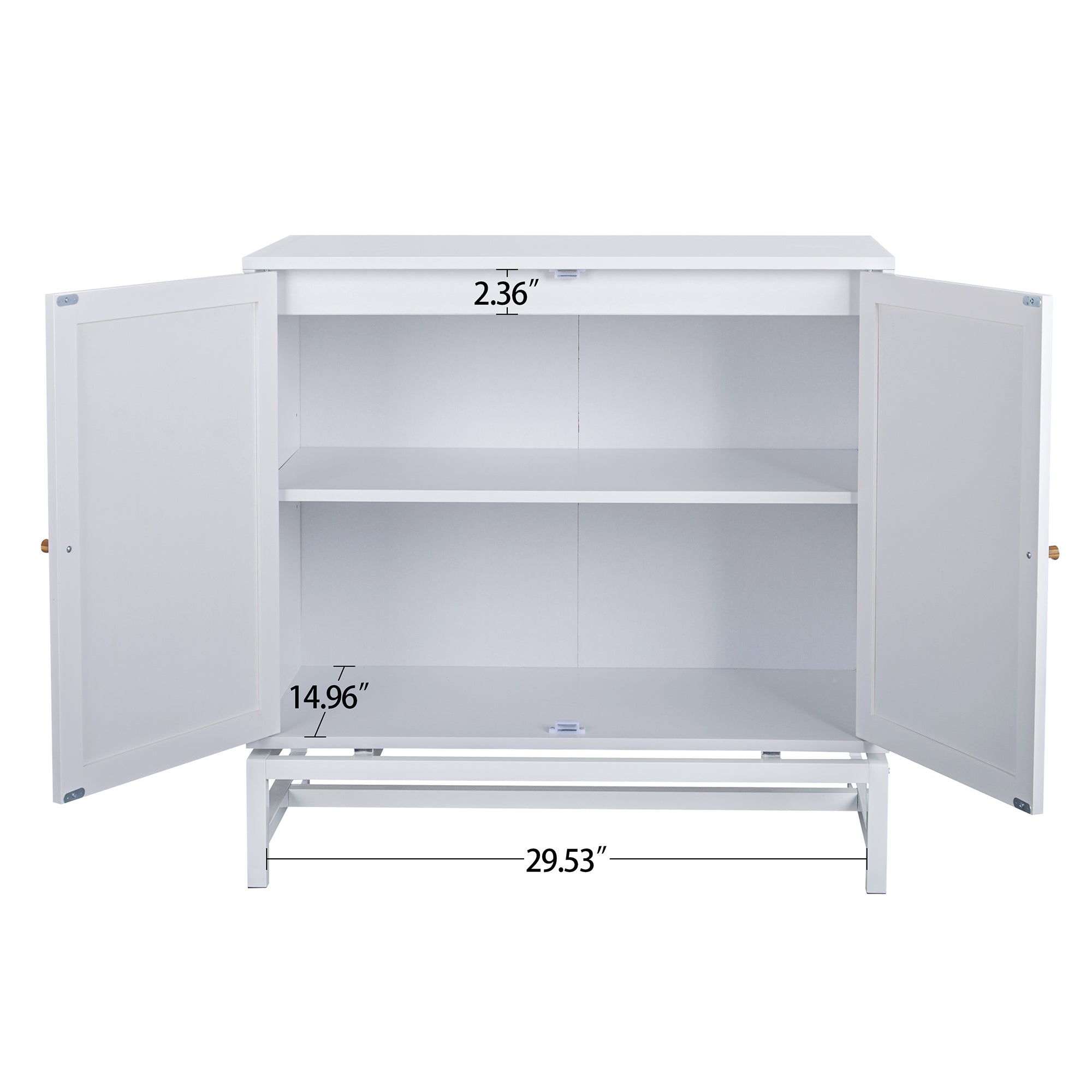 32" Tall Wood 2-door Accent Cabinet with Rattan Door