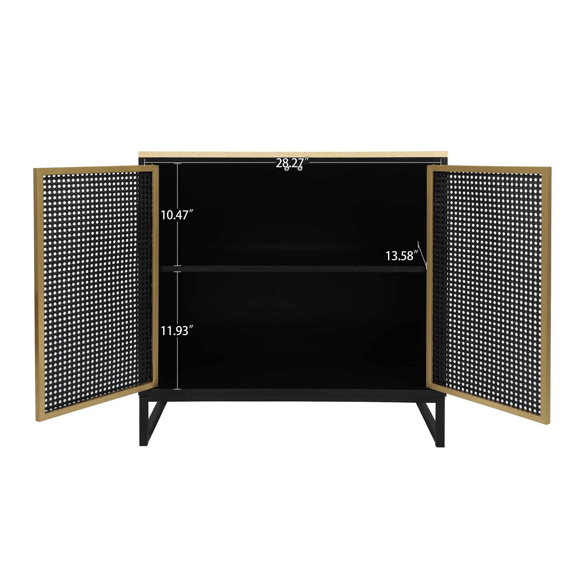 30" Tall Wood 2-door Accent Cabinet with Iron Door