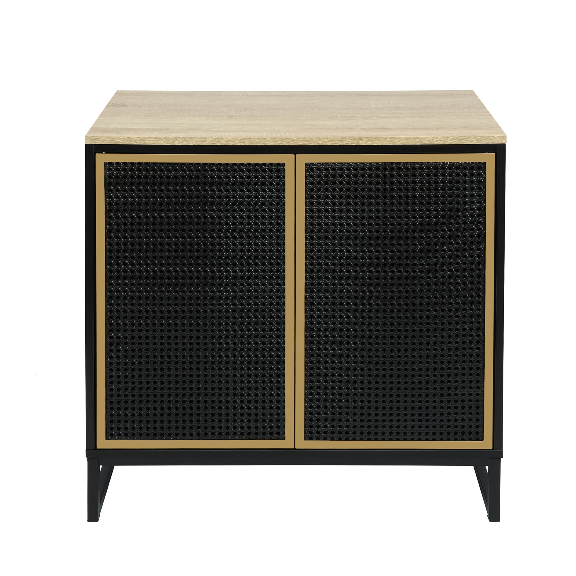 30" Tall Wood 2-door Accent Cabinet with Iron Door