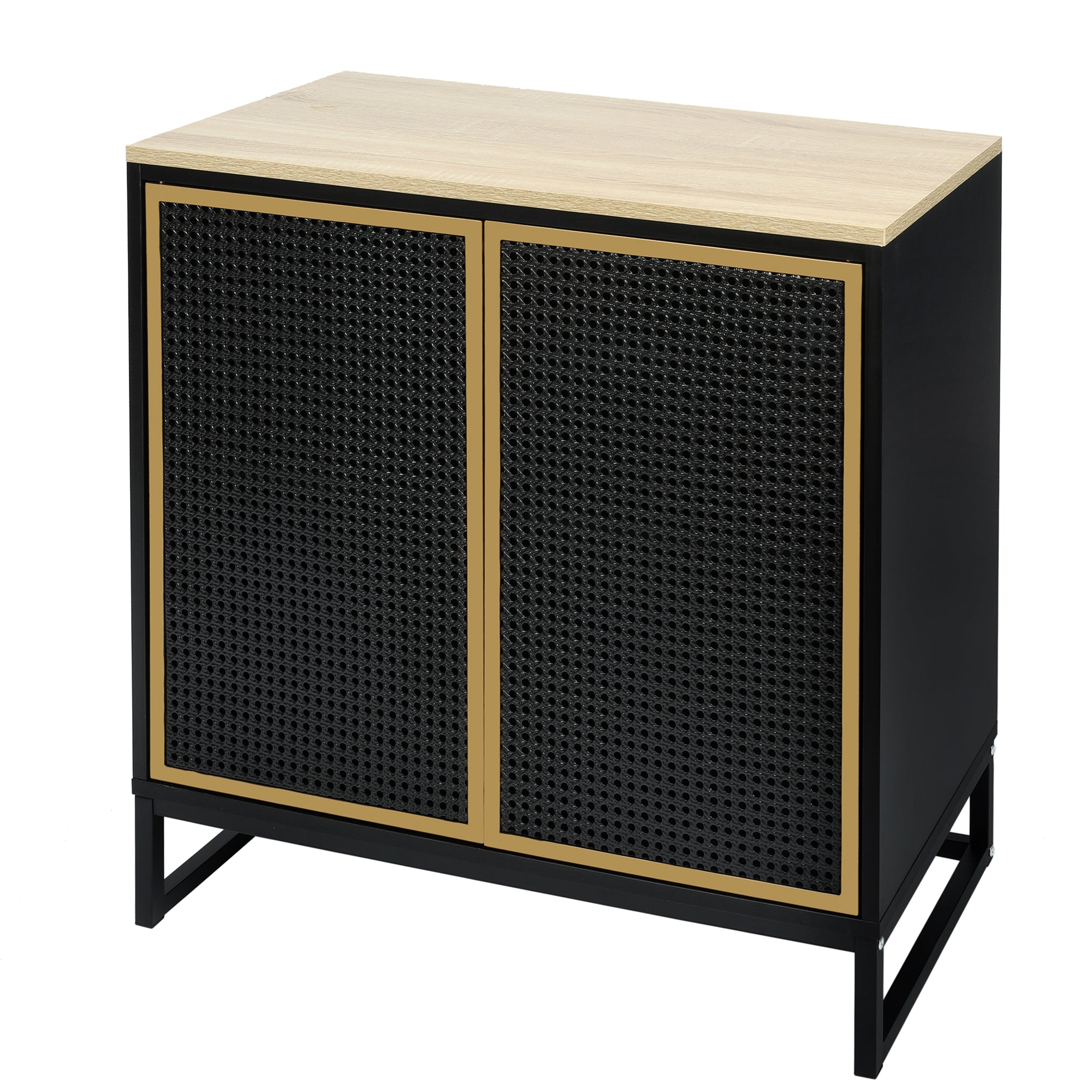 30" Tall Wood 2-door Accent Cabinet with Iron Door