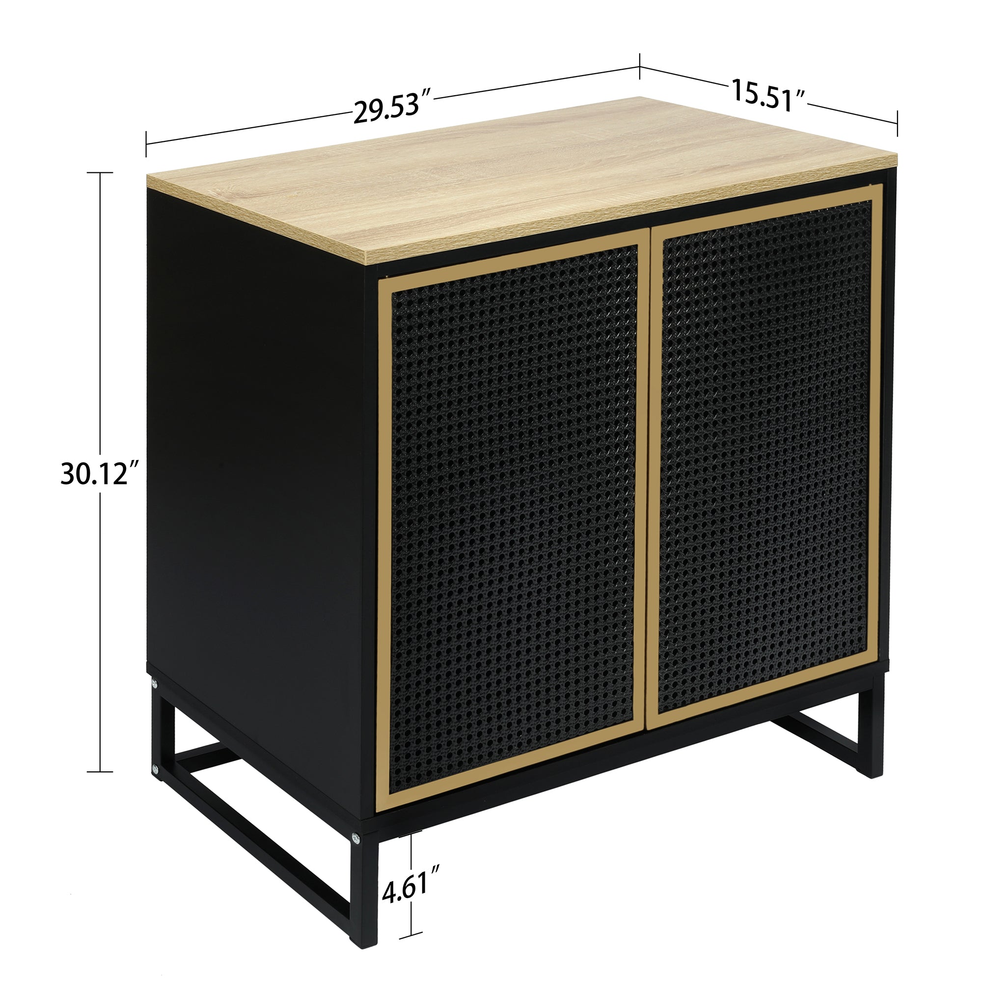 30" Tall Wood 2-door Accent Cabinet with Iron Door