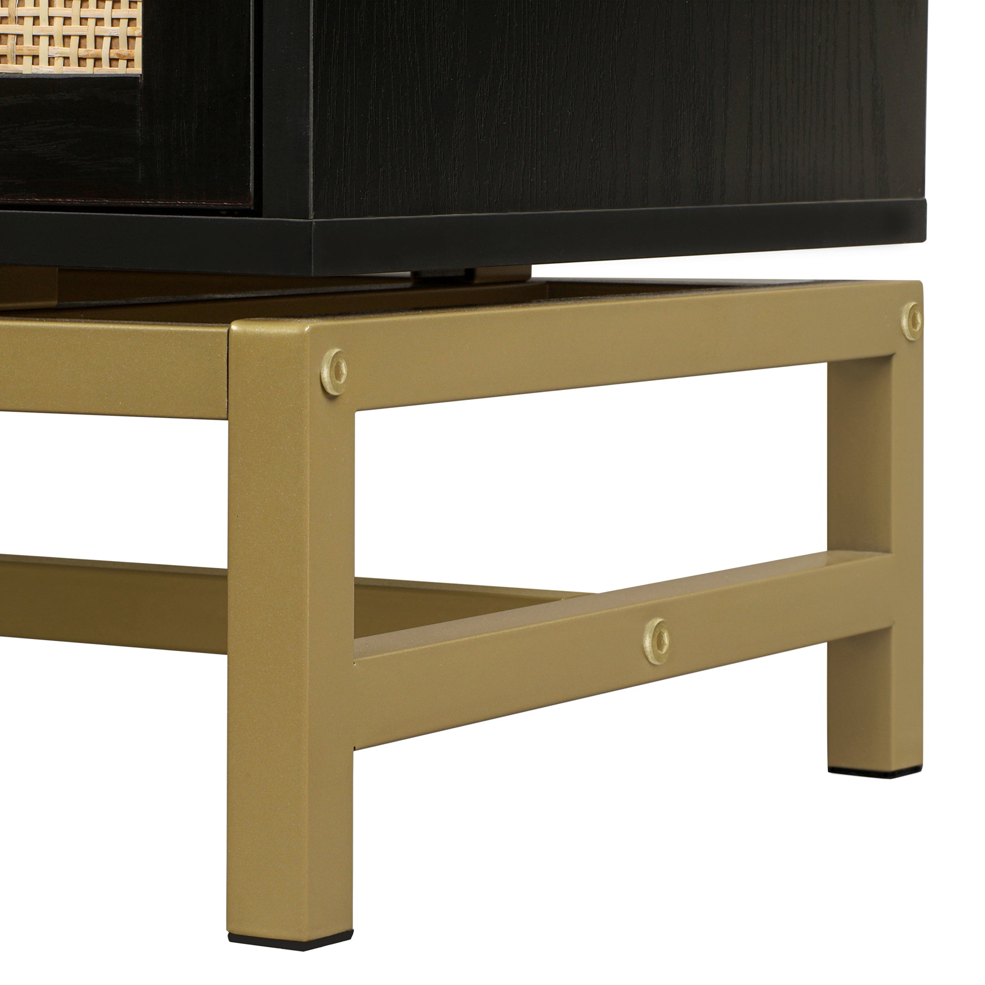 32" Tall Wood 2-door Accent Cabinet with Rattan Door
