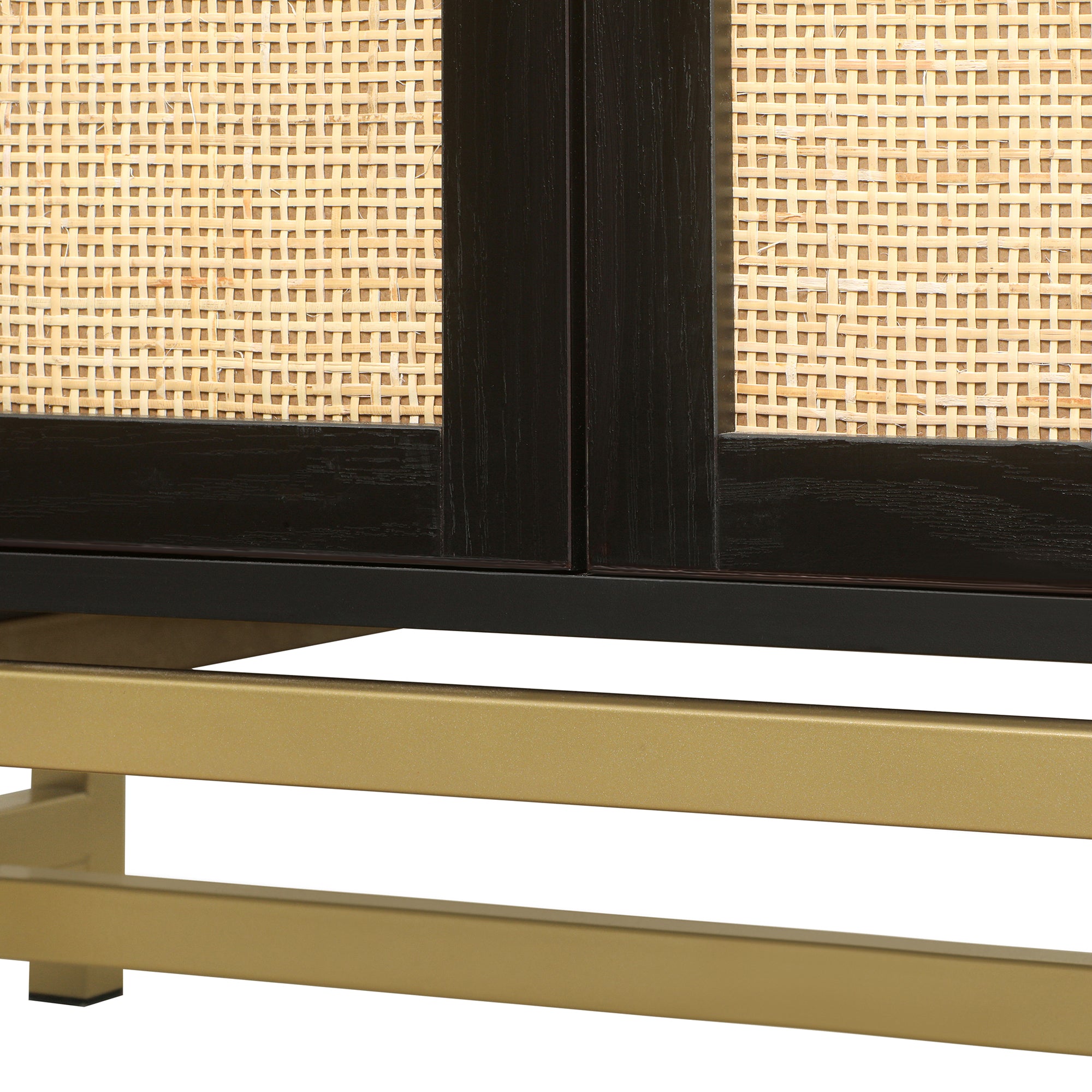 32" Tall Wood 2-door Accent Cabinet with Rattan Door