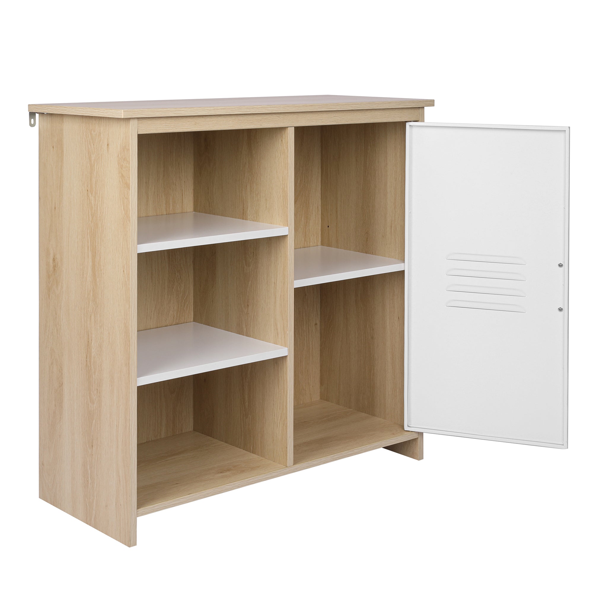 32" Tall Wood 1 Door Accent Cabinet with Exterior Shelves