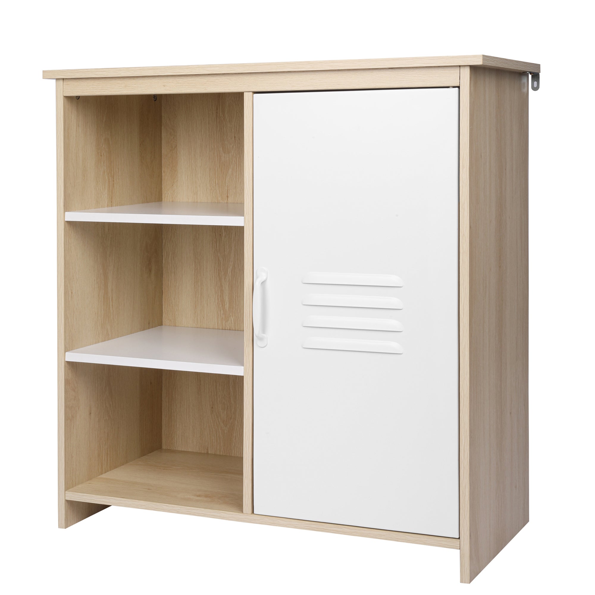 32" Tall Wood 1 Door Accent Cabinet with Exterior Shelves