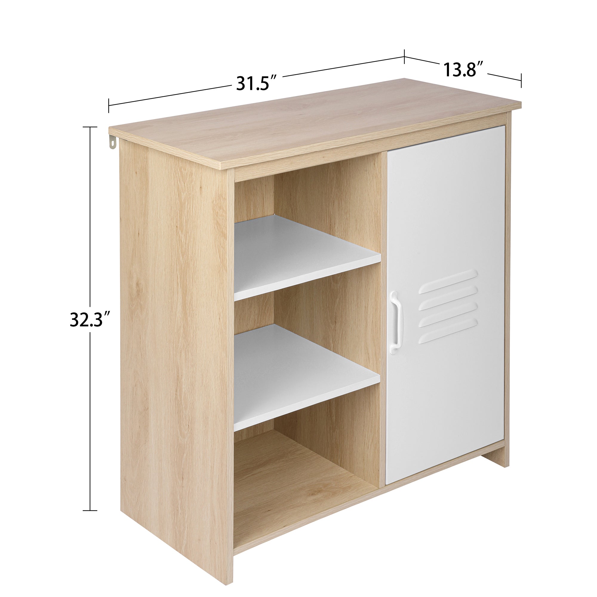 32" Tall Wood 1 Door Accent Cabinet with Exterior Shelves