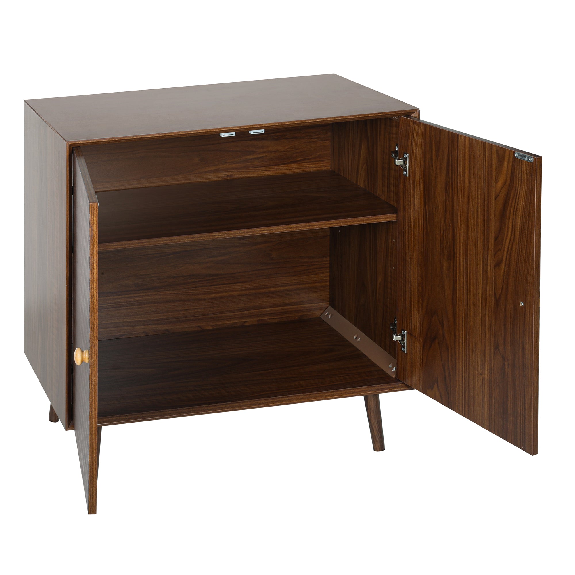 32" Tall Wood 2-door Accent Cabinet with With 3D printed elements