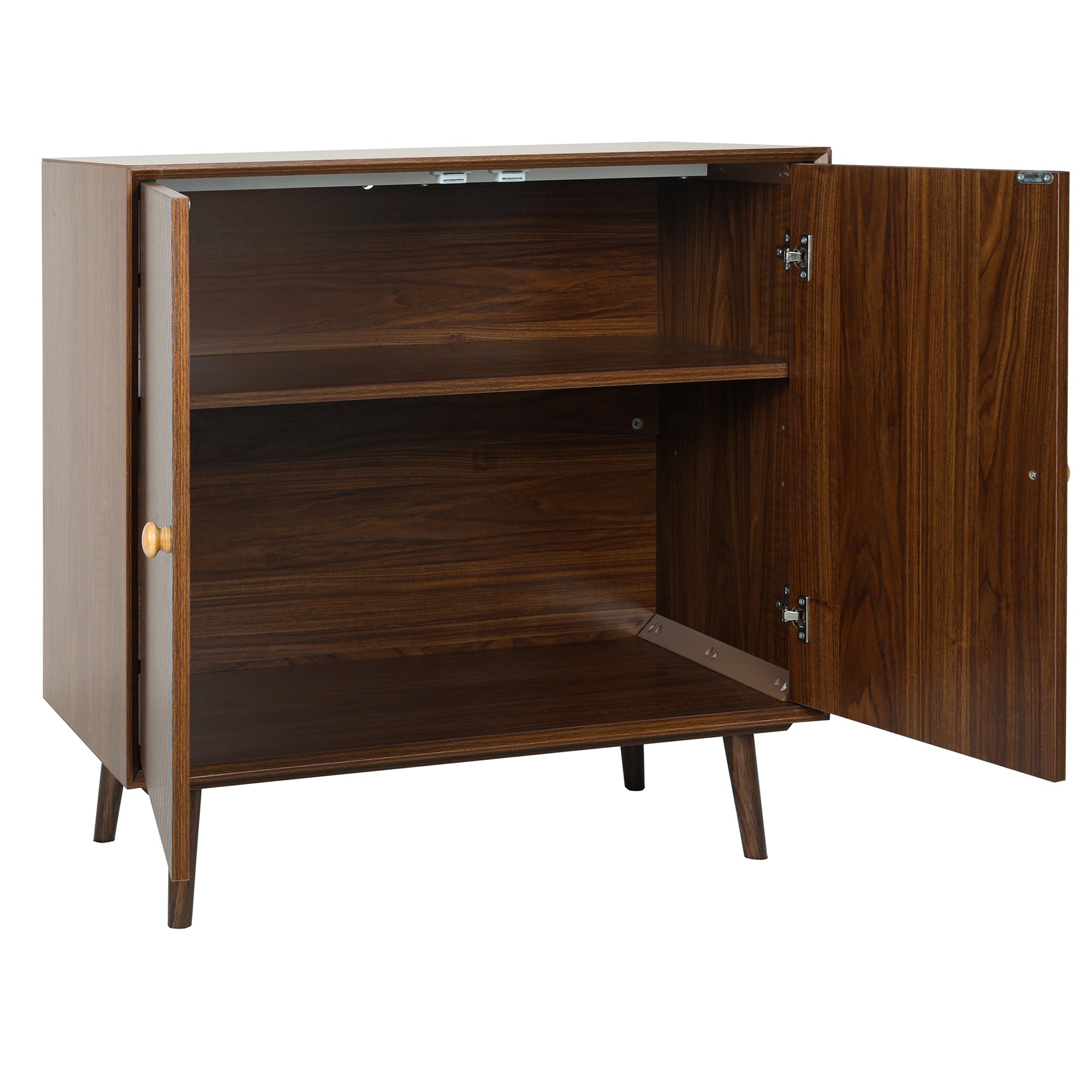32" Tall Wood 2-door Accent Cabinet with With 3D printed elements