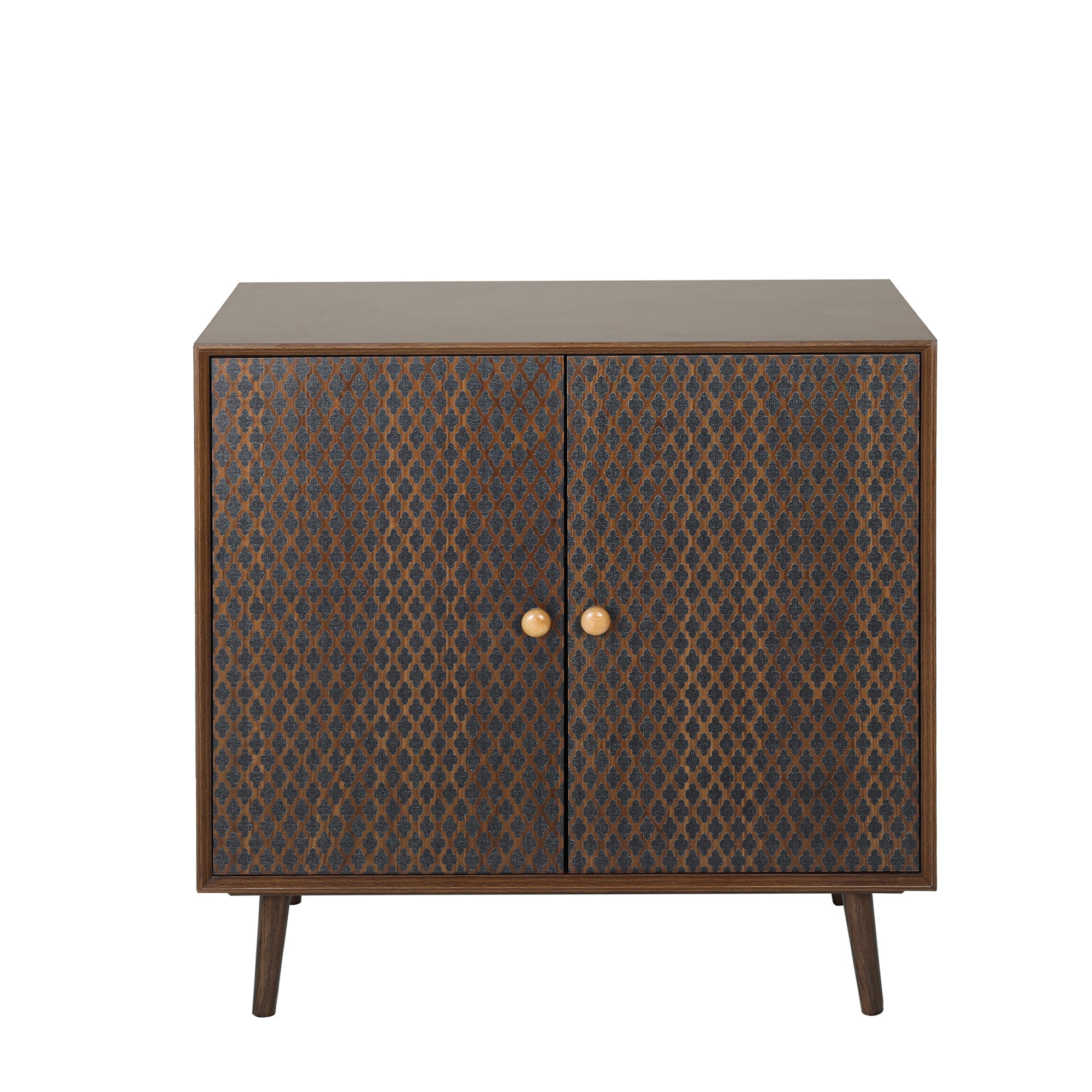 32" Tall Wood 2-door Accent Cabinet with With 3D printed elements