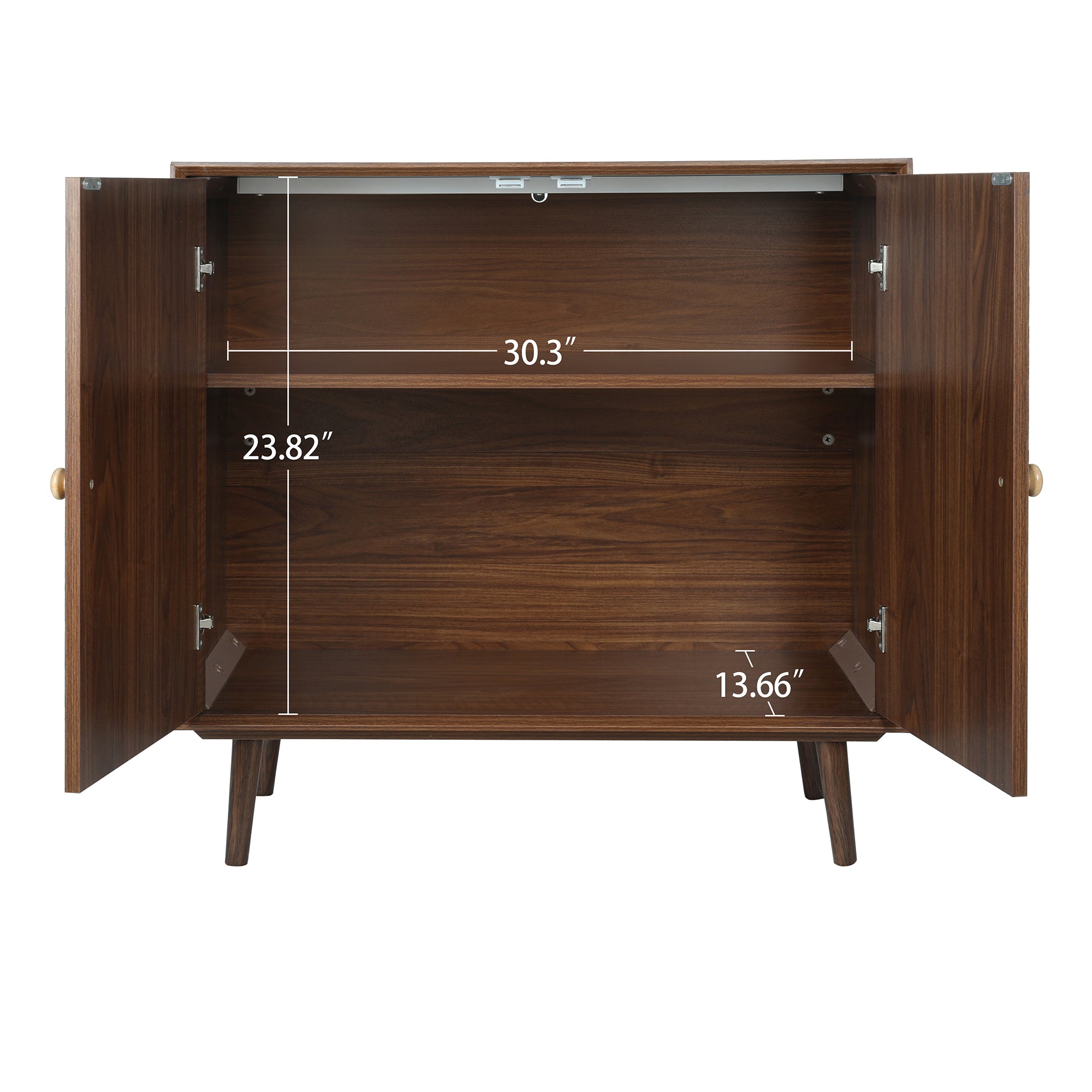 32" Tall Wood 2-door Accent Cabinet with With 3D printed elements