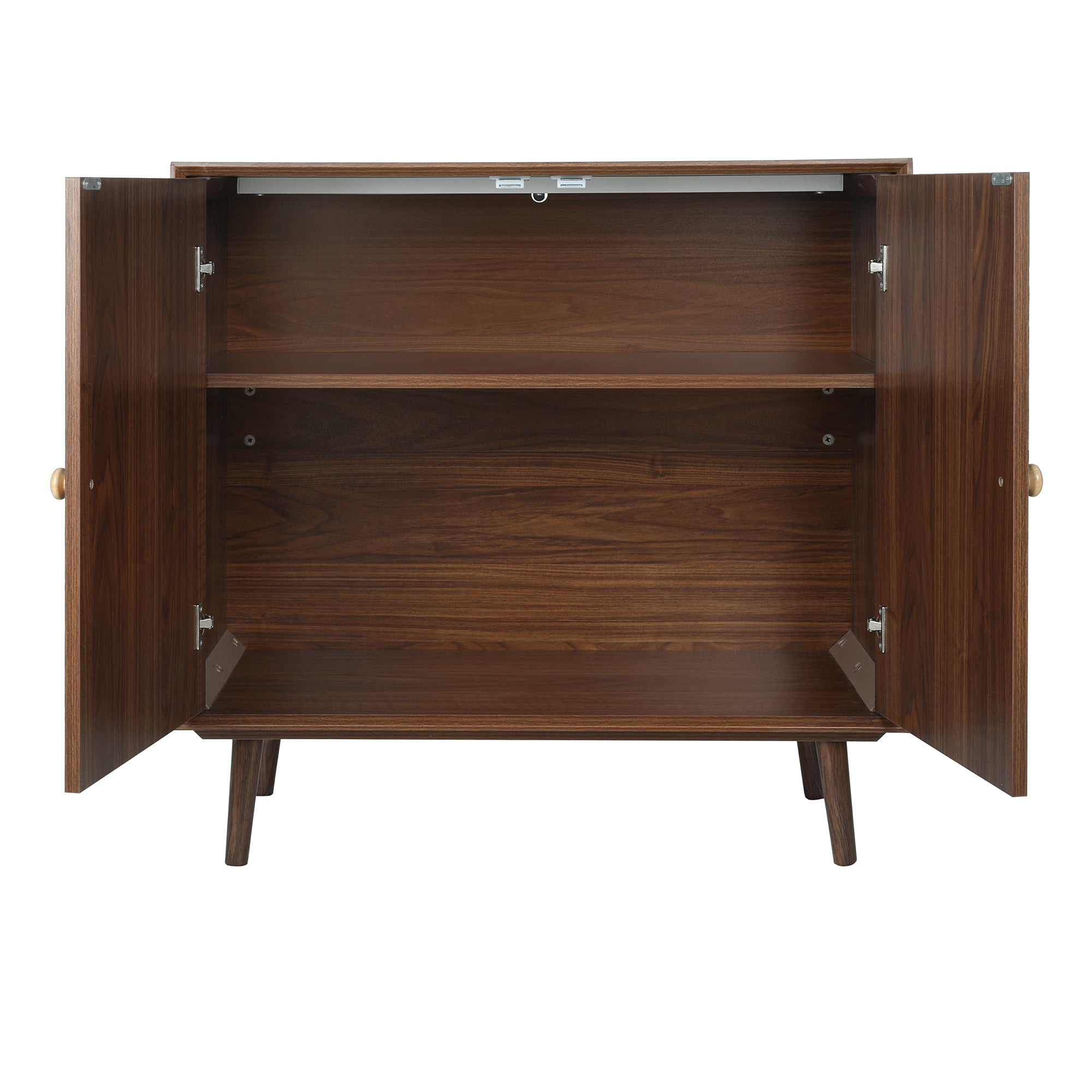 32" Tall Wood 2-door Accent Cabinet with With 3D printed elements