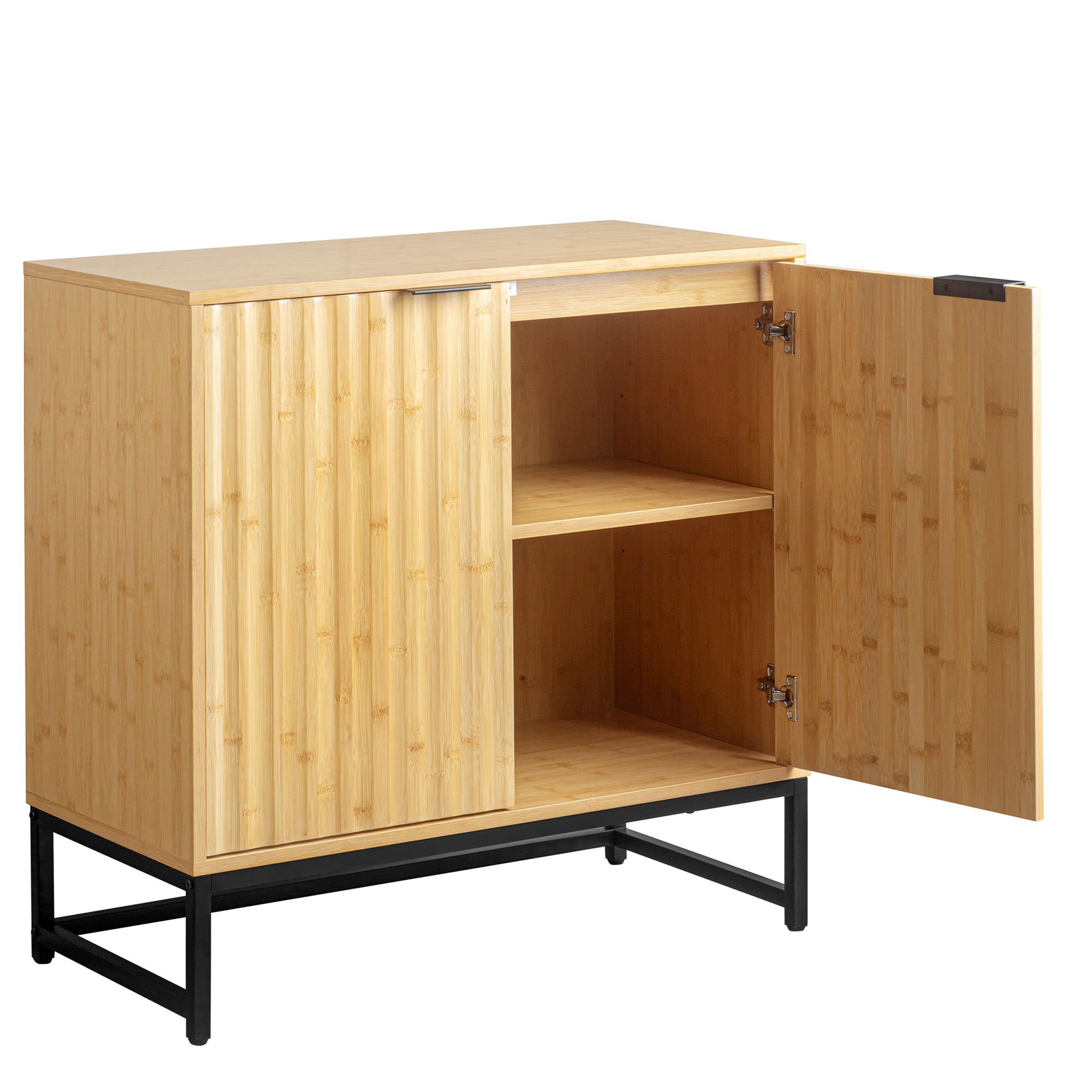 32" Tall Bamboo 2-door Accent Cabinet with Adjustable Shelves
