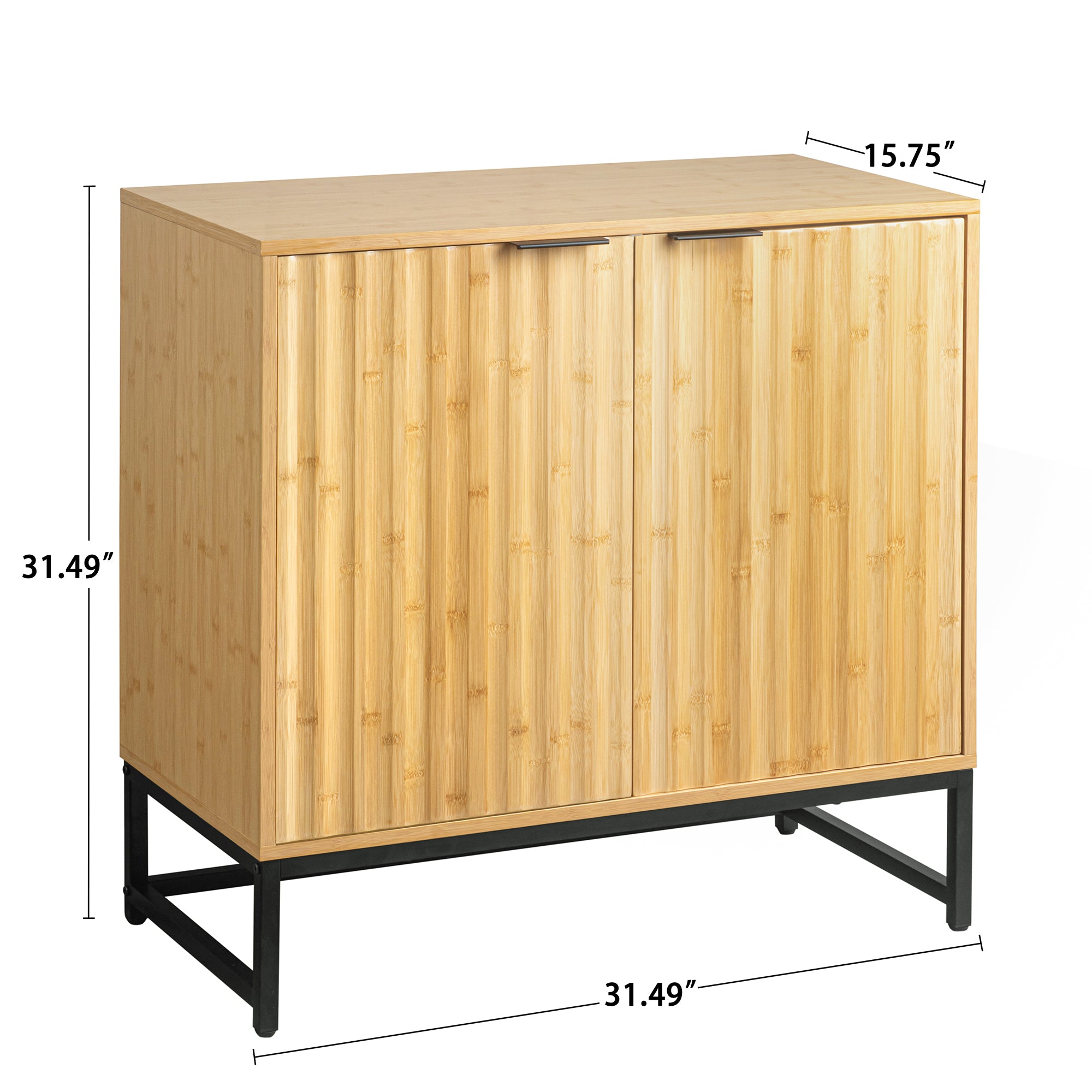 32" Tall Bamboo 2-door Accent Cabinet with Adjustable Shelves