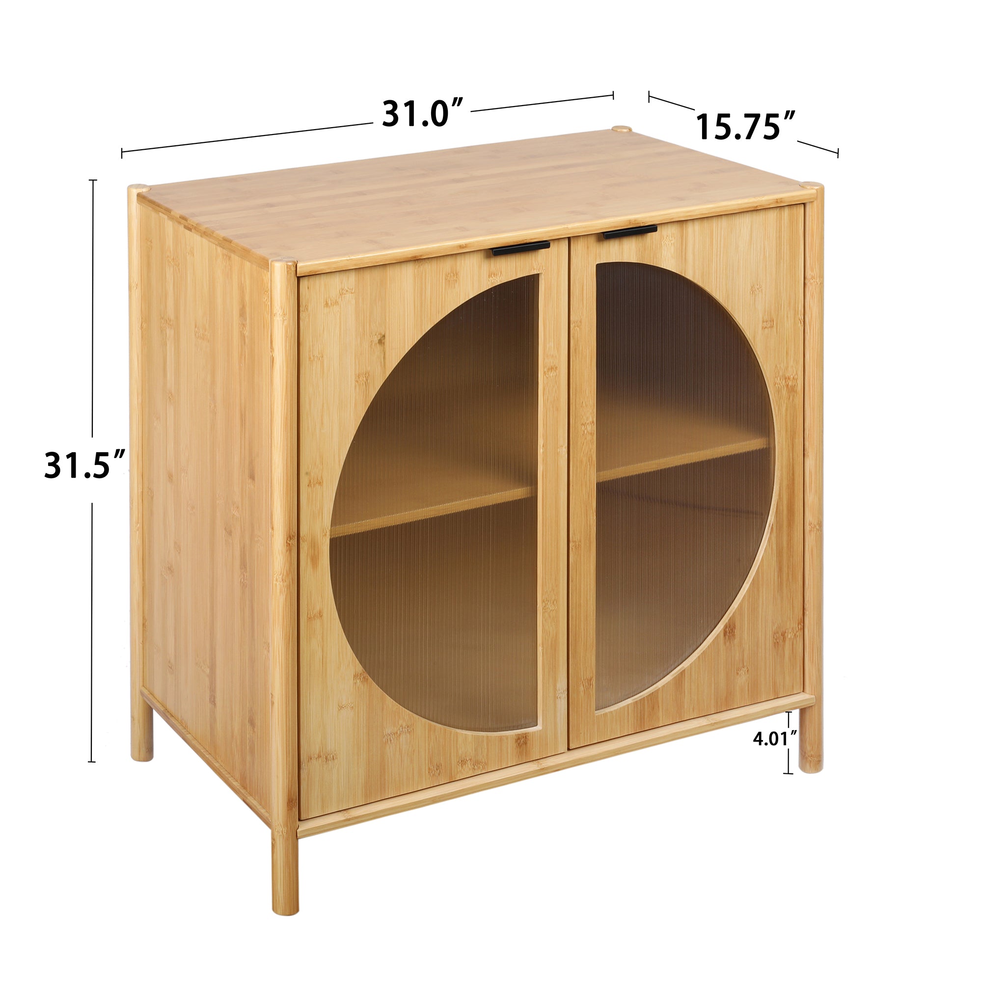32" Tall Bamboo 2-door Accent Cabinet with Adjustable Inner Shelves
