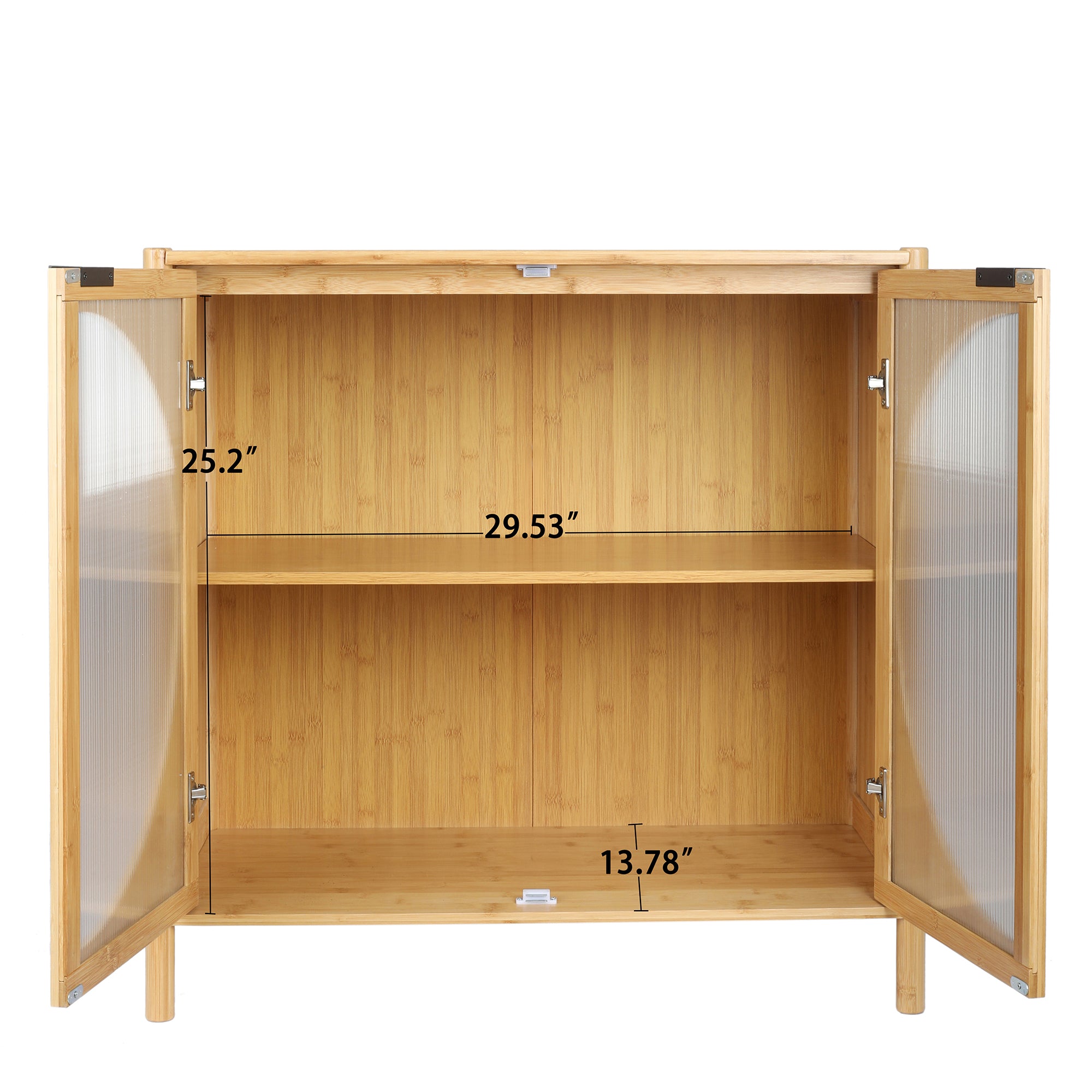 32" Tall Bamboo 2-door Accent Cabinet with Adjustable Inner Shelves