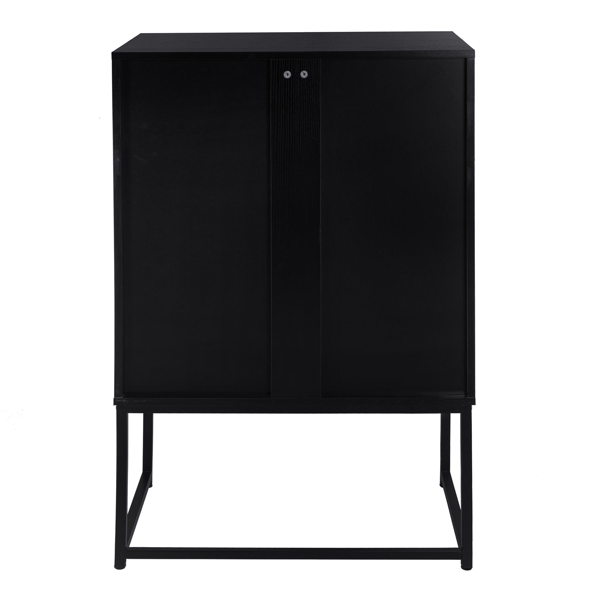 Wood Double Door Accent Cabinet with Metal Base