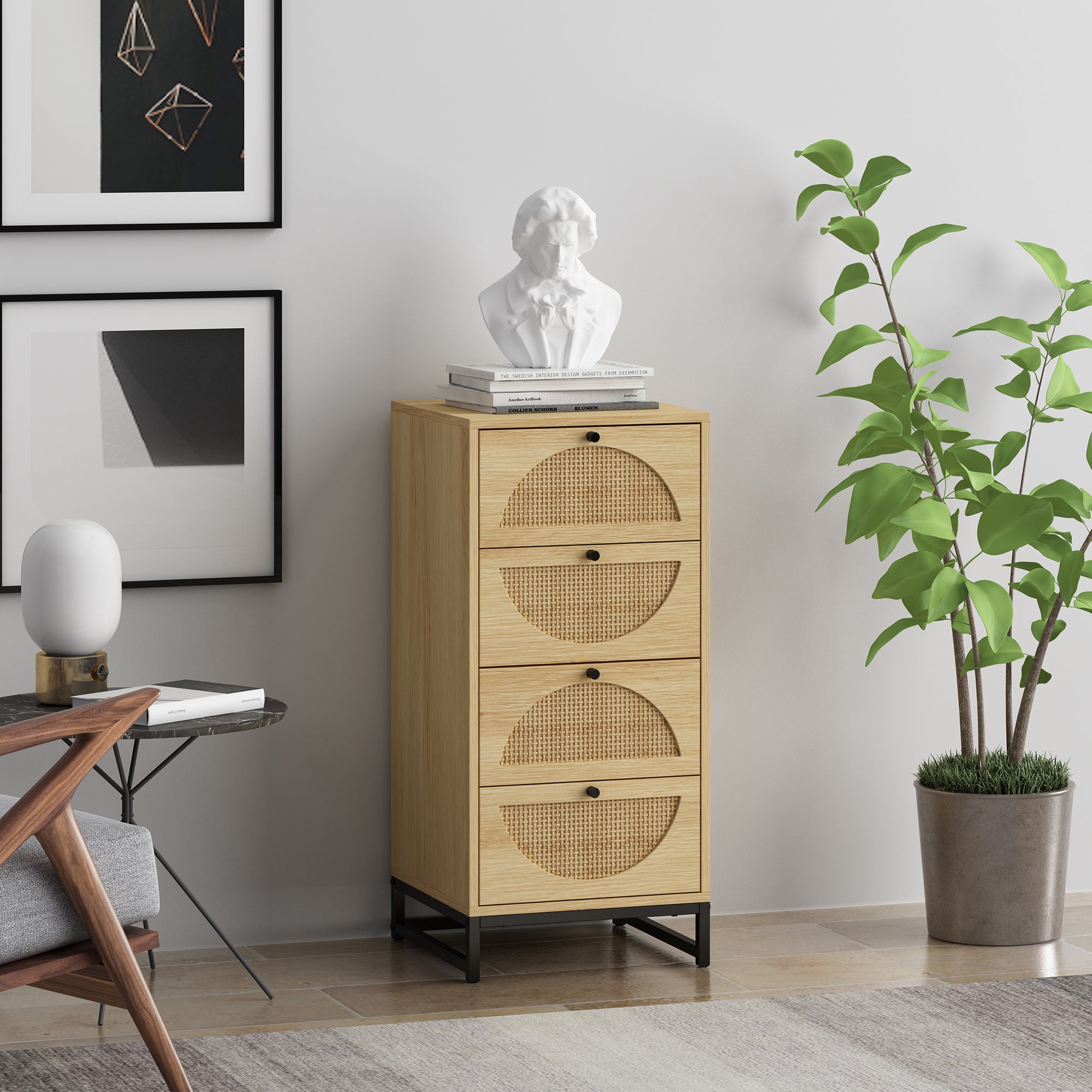 4-Drawer 19" W Wood Chest in Natural