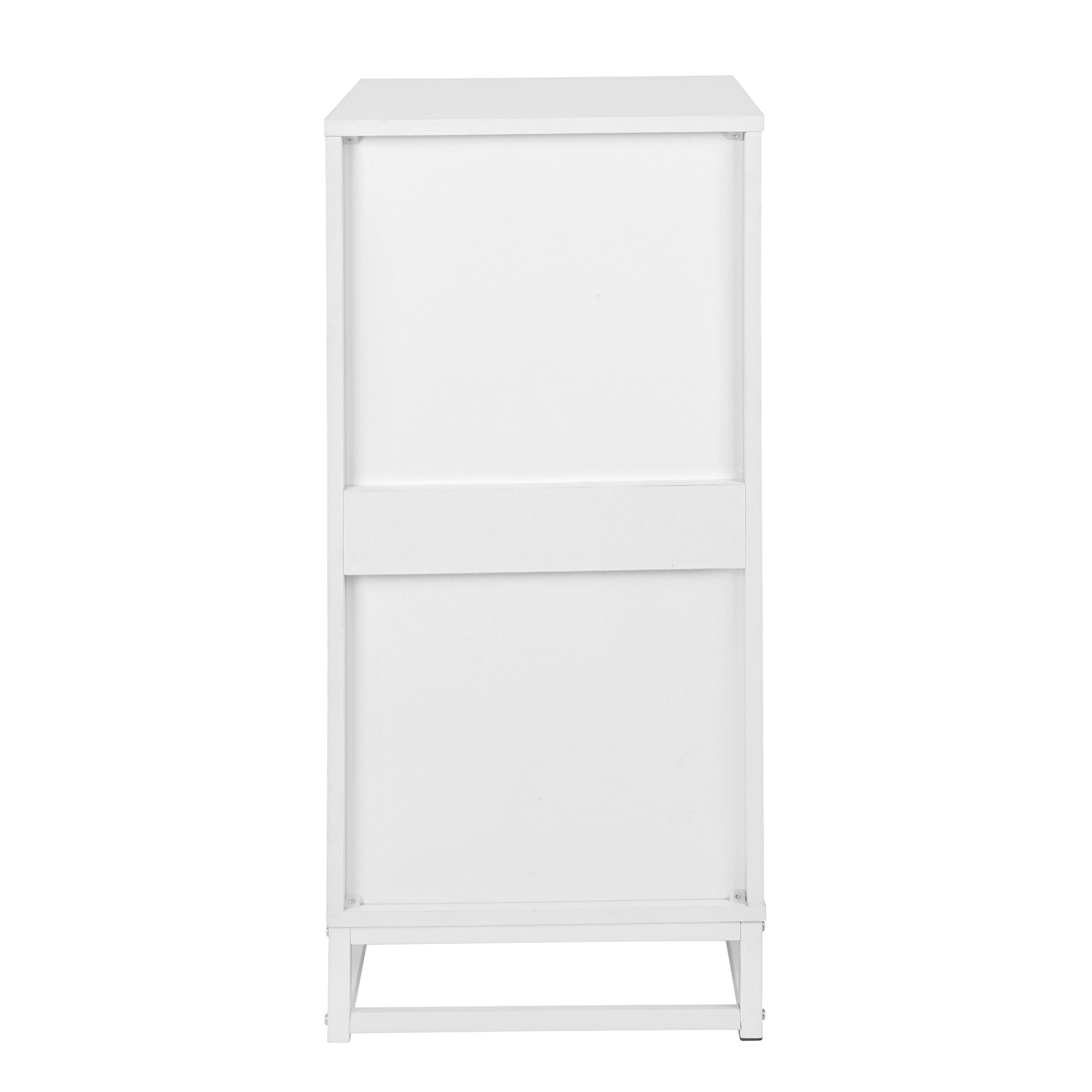 4-Drawer Wood Rattan Chest in White