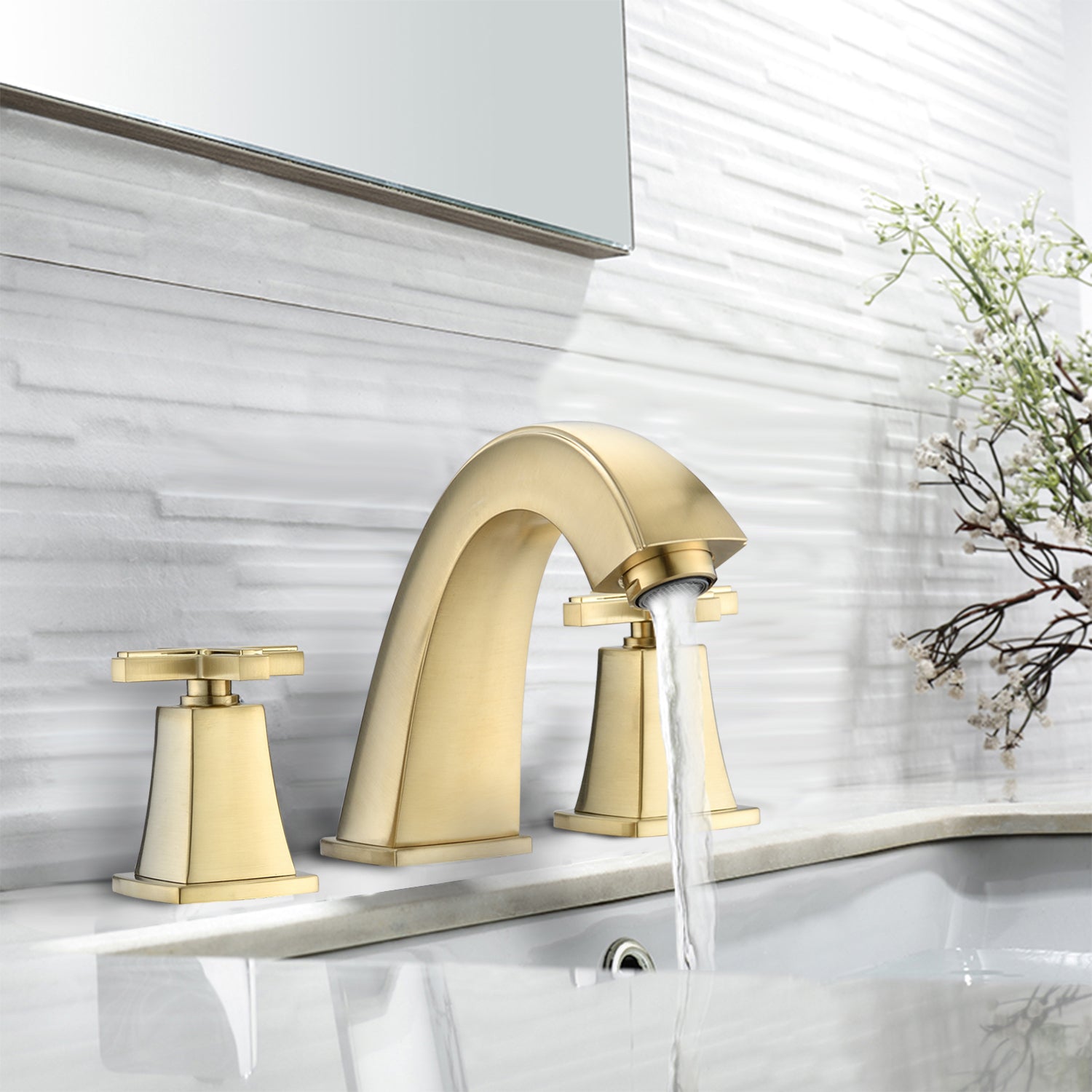 Widespread Double Handle Bathroom Faucet with Drain Assembly