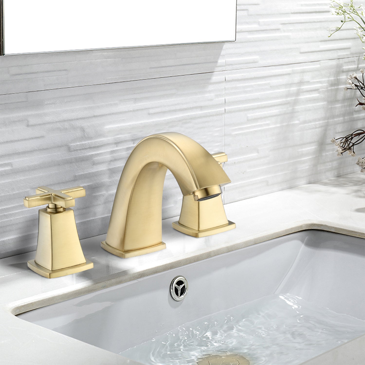 Widespread Double Handle Bathroom Faucet with Drain Assembly