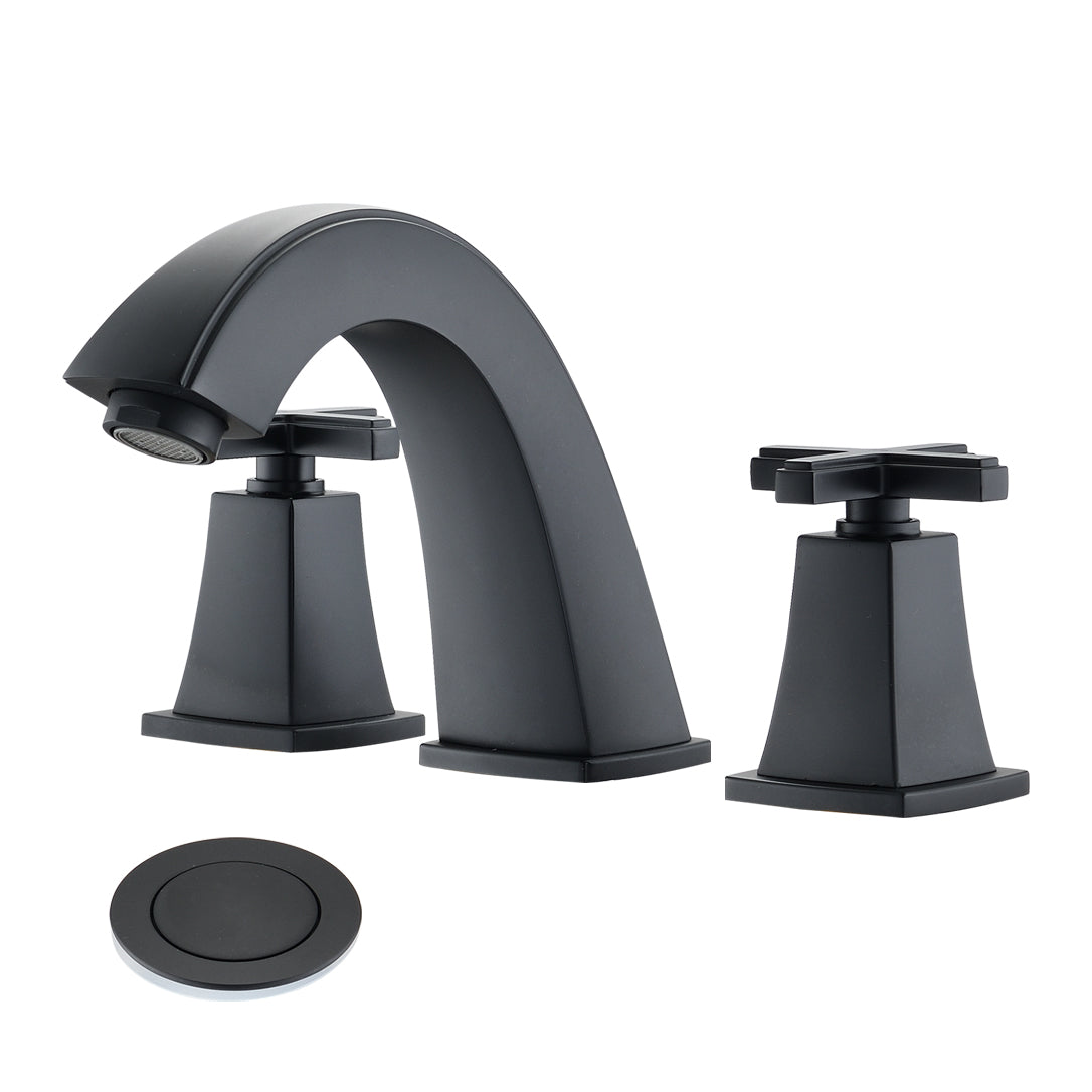 Widespread Double Handle Bathroom Faucet with Drain Assembly