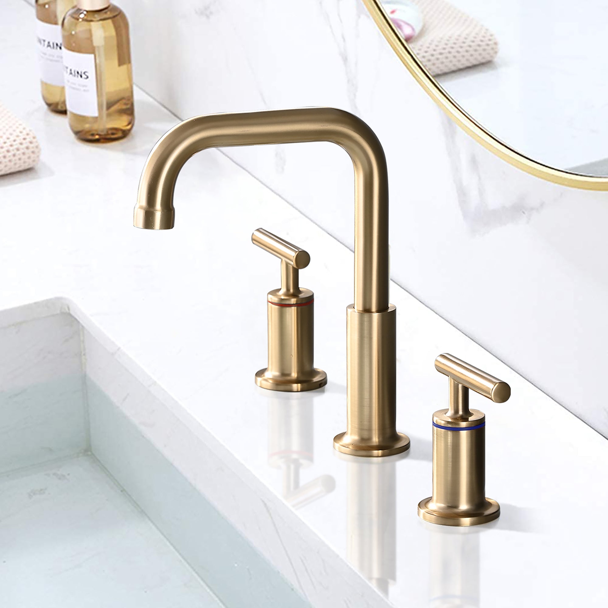 Widespread Double Handle Bathroom Faucet with Pop Up Drain