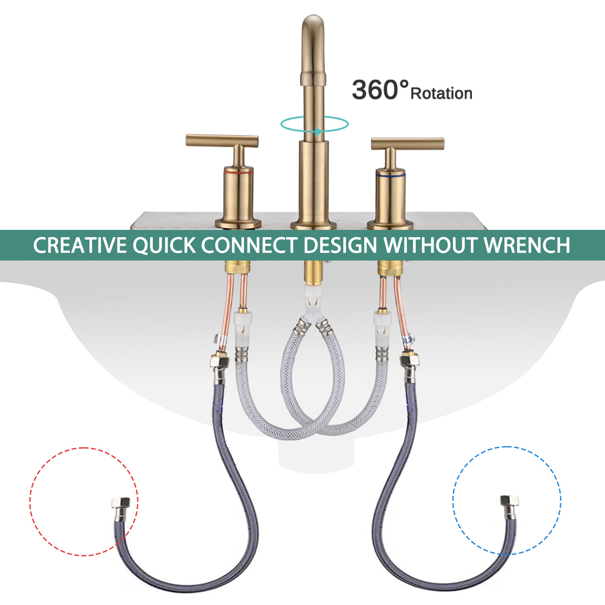 Widespread Double Handle Bathroom Faucet with Pop Up Drain