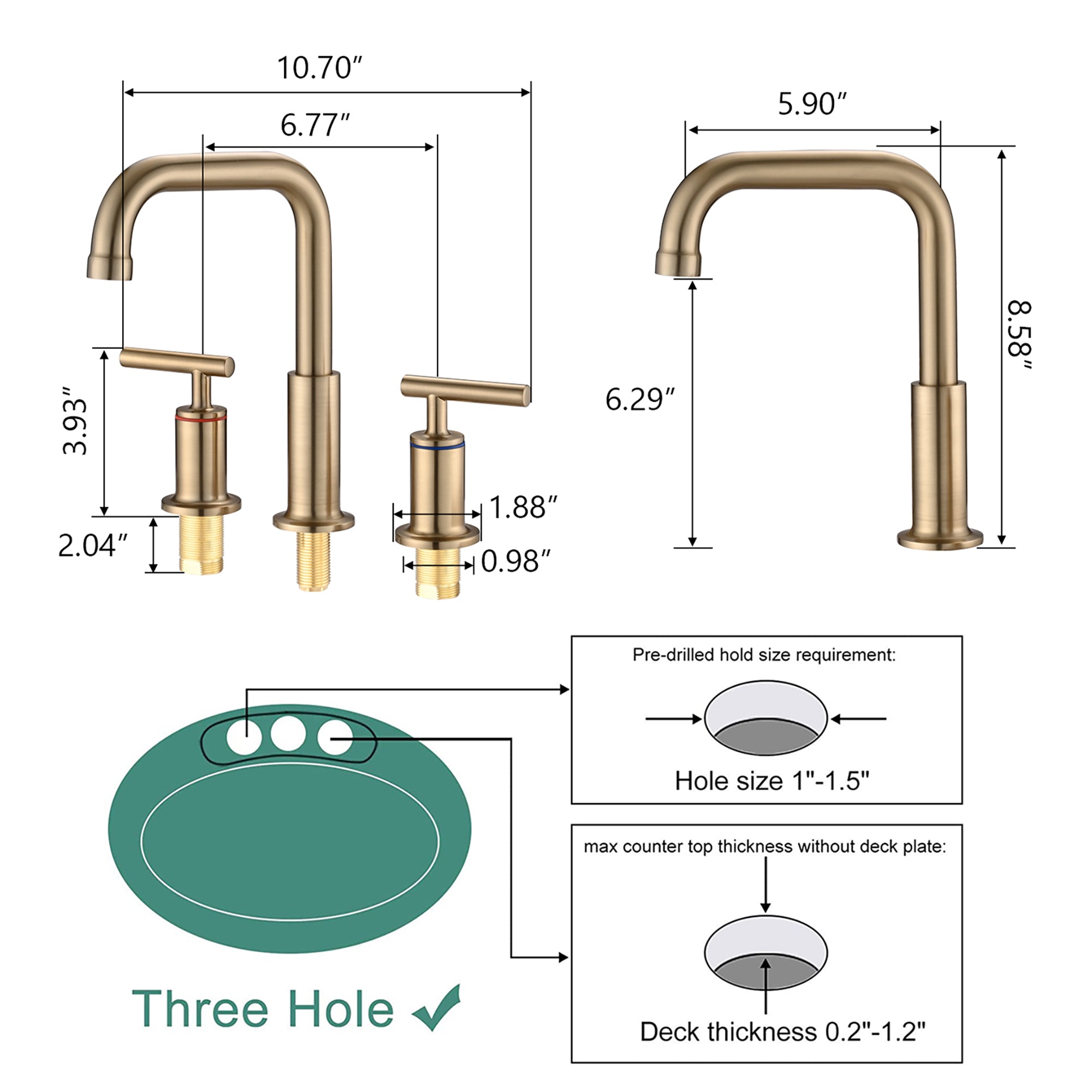 Widespread Double Handle Bathroom Faucet with Pop Up Drain