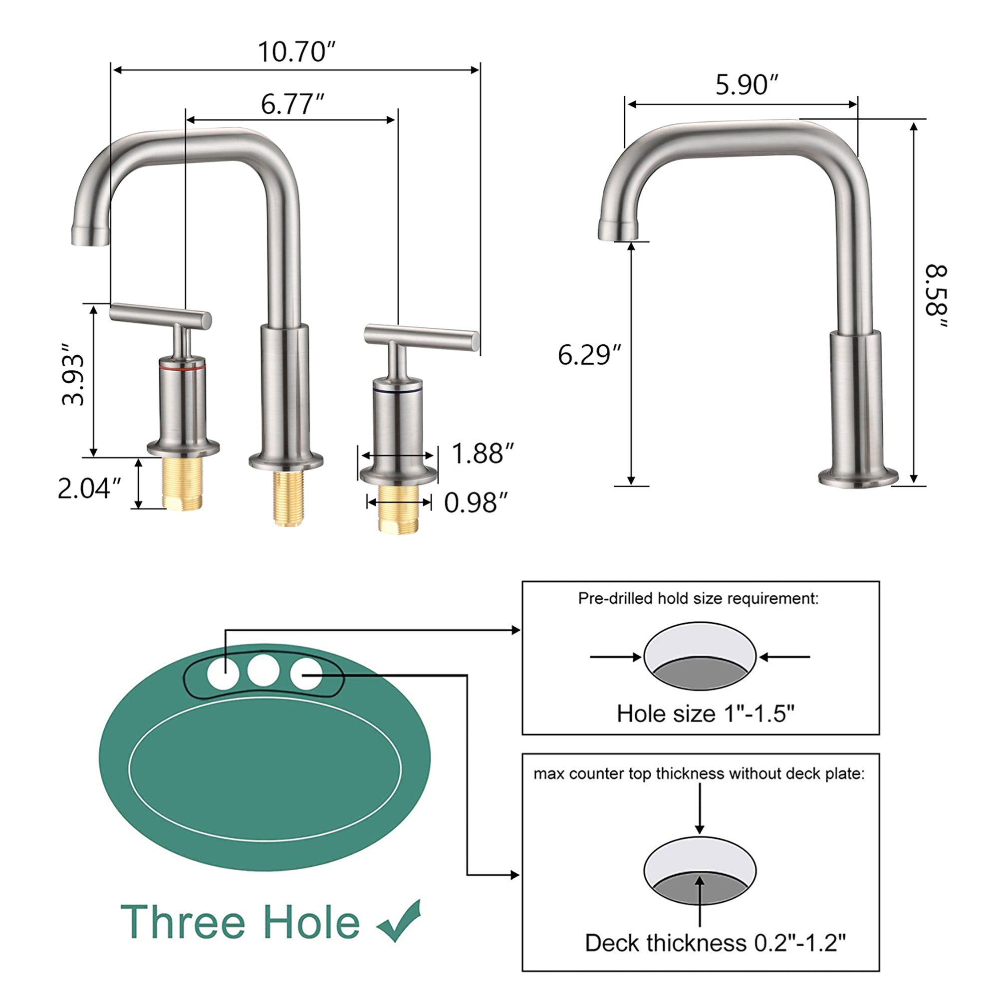 Widespread Double Handle Bathroom Faucet with Pop Up Drain