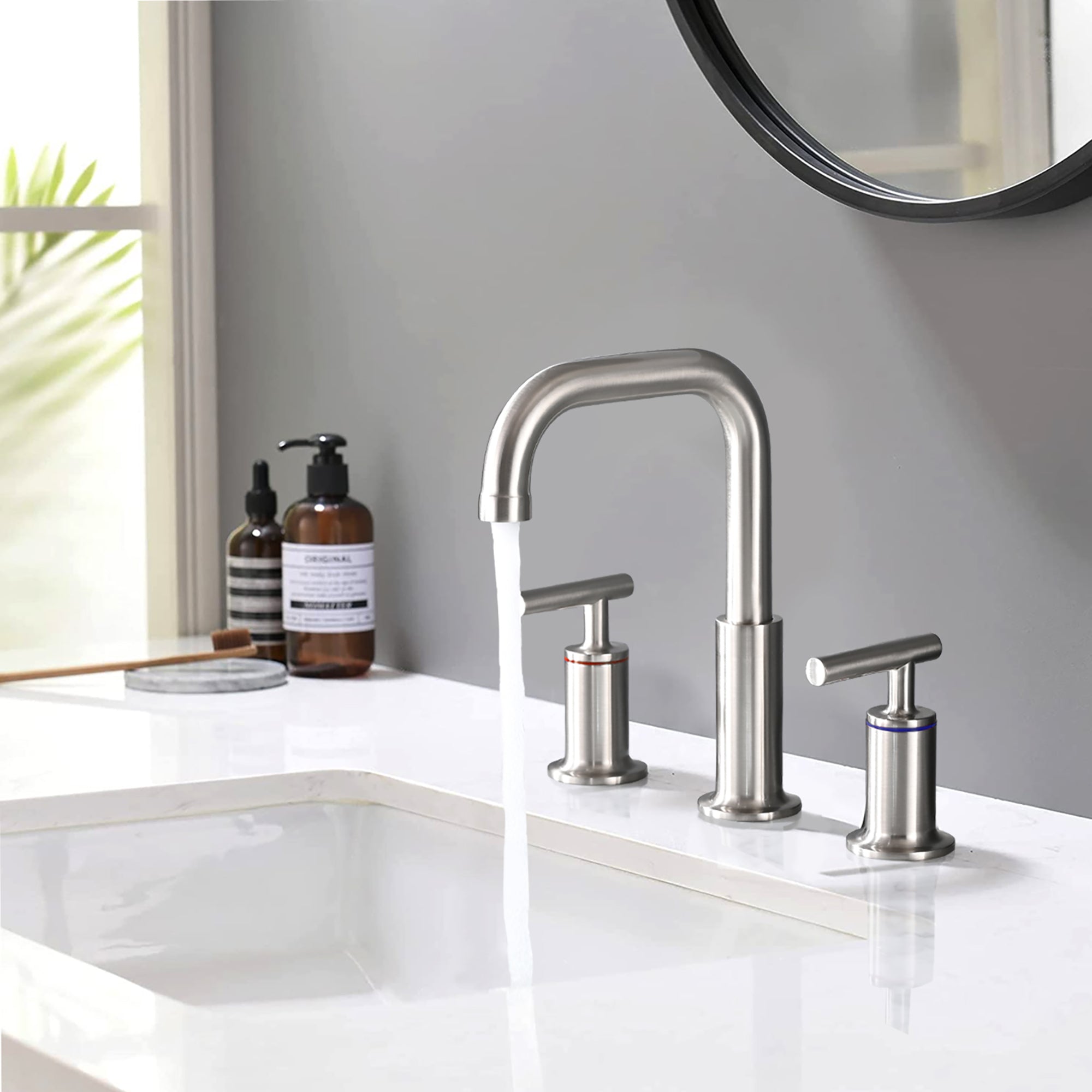 Widespread Double Handle Bathroom Faucet with Pop Up Drain