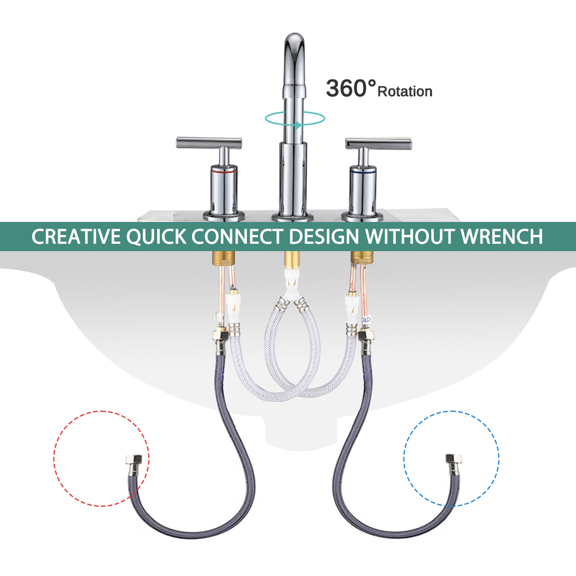 Widespread Double Handle Bathroom Faucet with Pop Up Drain