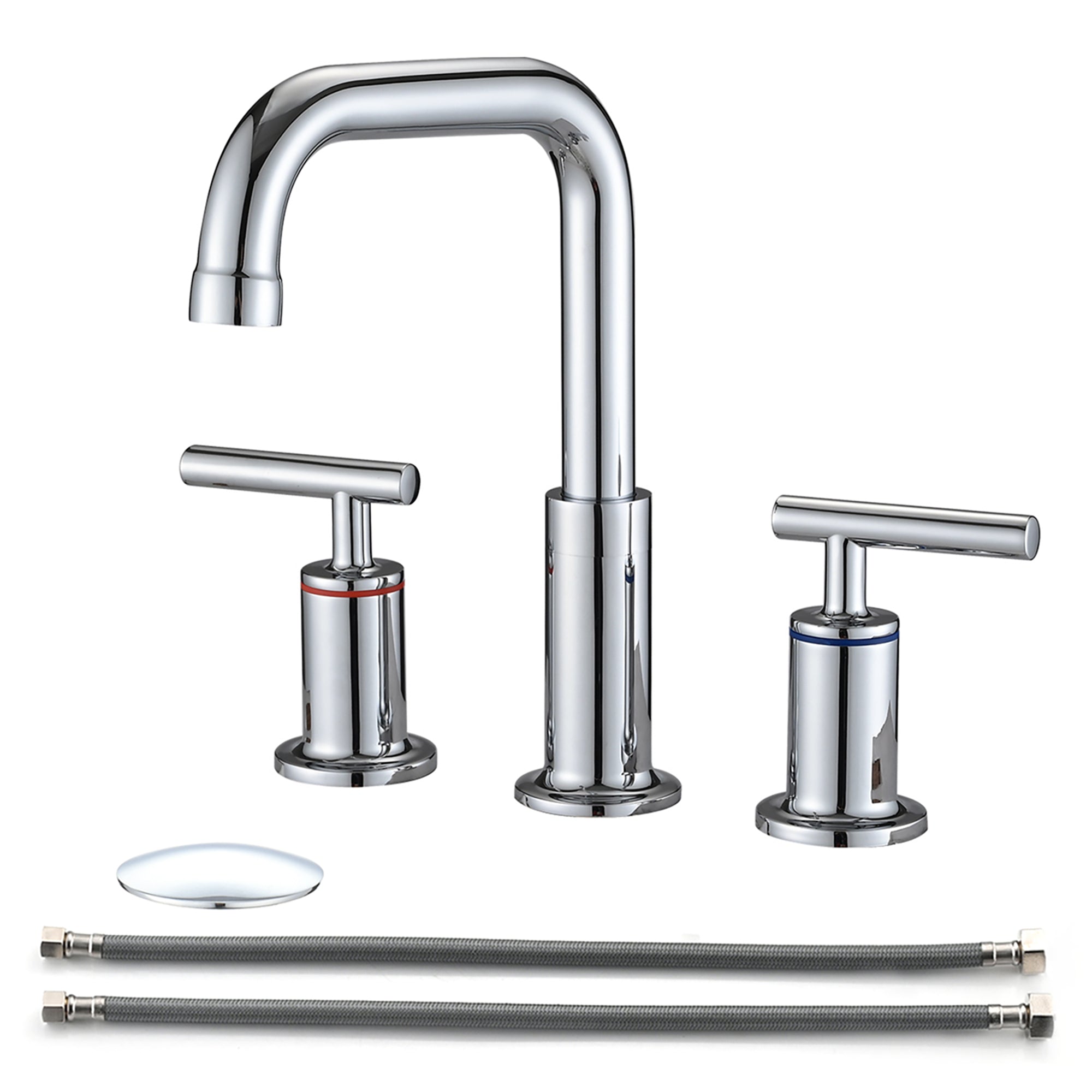 Widespread Double Handle Bathroom Faucet with Pop Up Drain