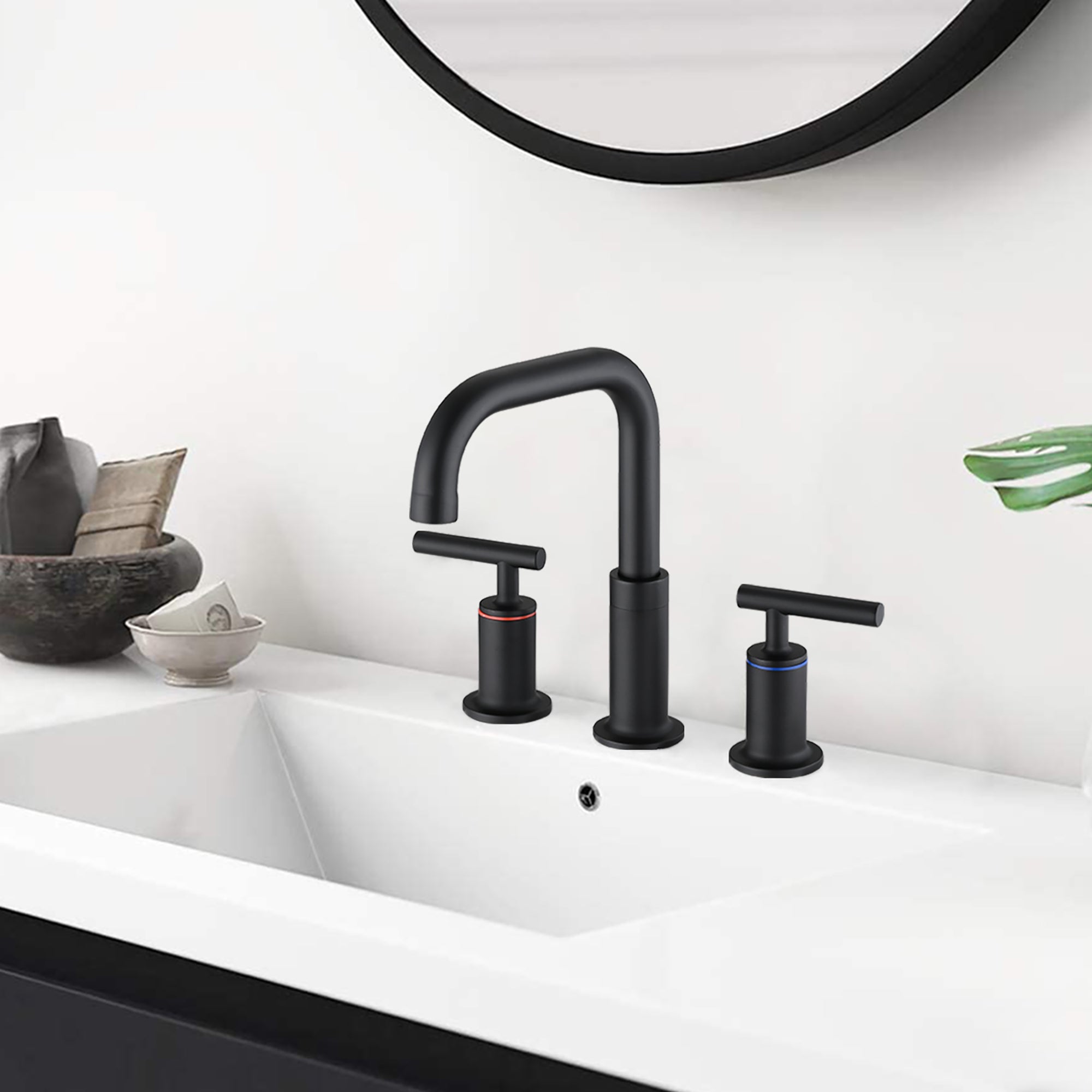 Widespread Double Handle Bathroom Faucet with Pop Up Drain