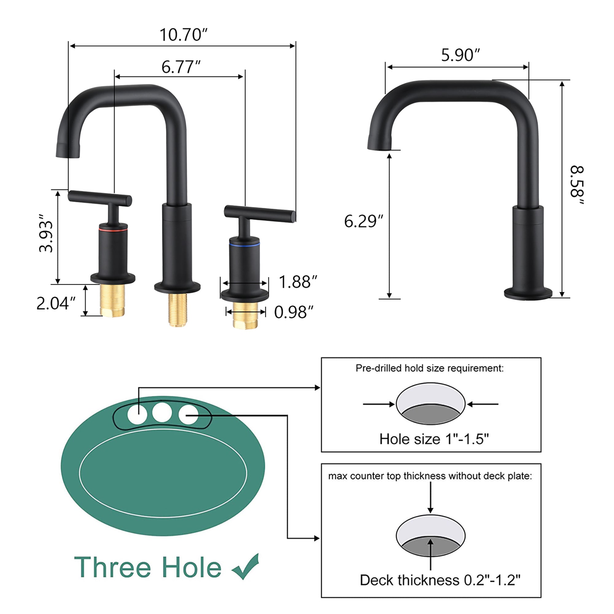 Widespread Double Handle Bathroom Faucet with Pop Up Drain