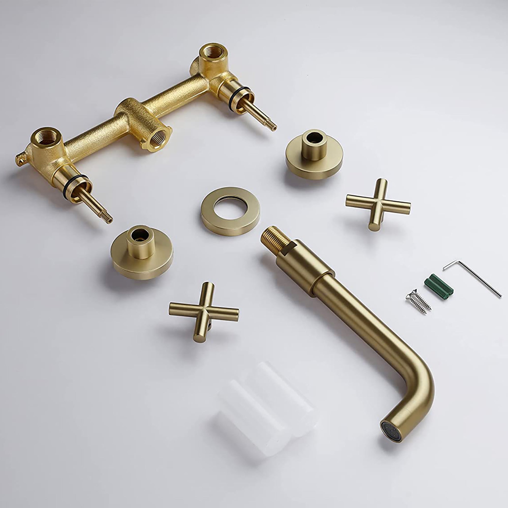 Wall Mounted Double Handle Bathroom Faucet