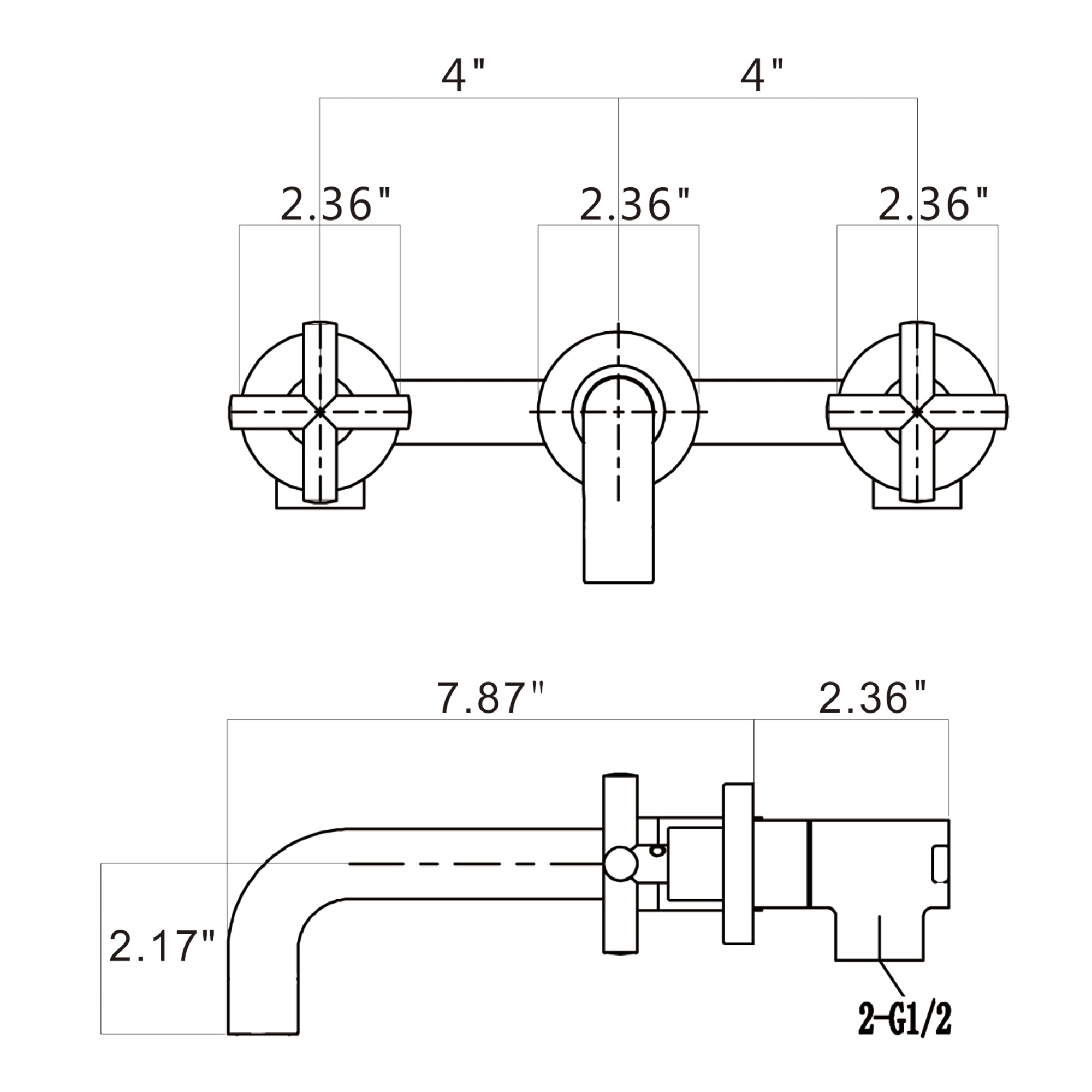 Wall Mounted Double Handle Bathroom Faucet