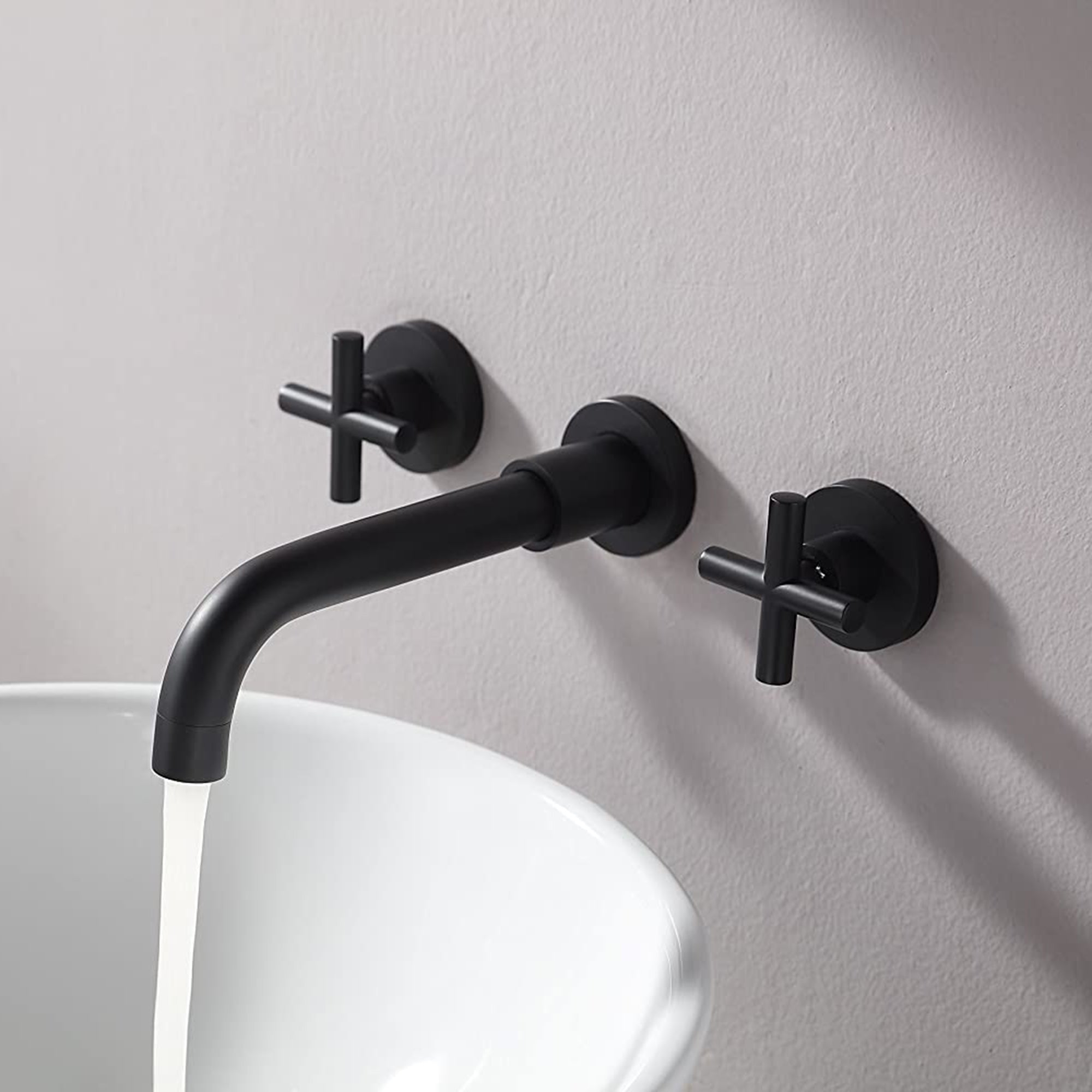 Wall Mounted Double Handle Bathroom Faucet