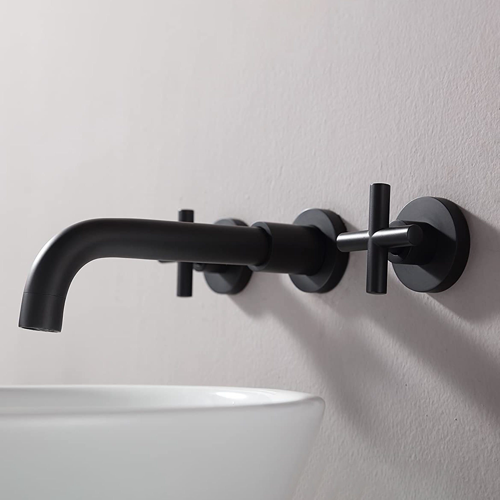 Wall Mounted Double Handle Bathroom Faucet