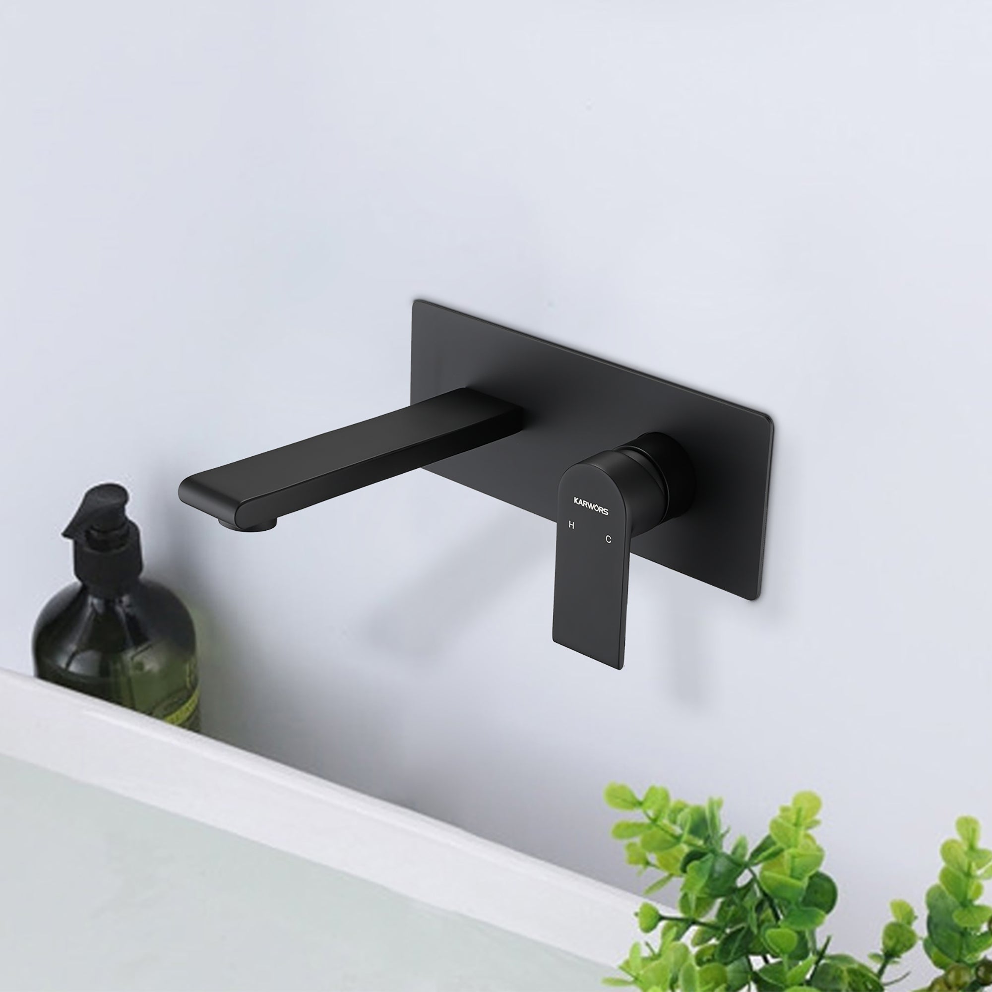 Single Handle Wall Mount Bathroom Faucet with Bubble Aerator Spout