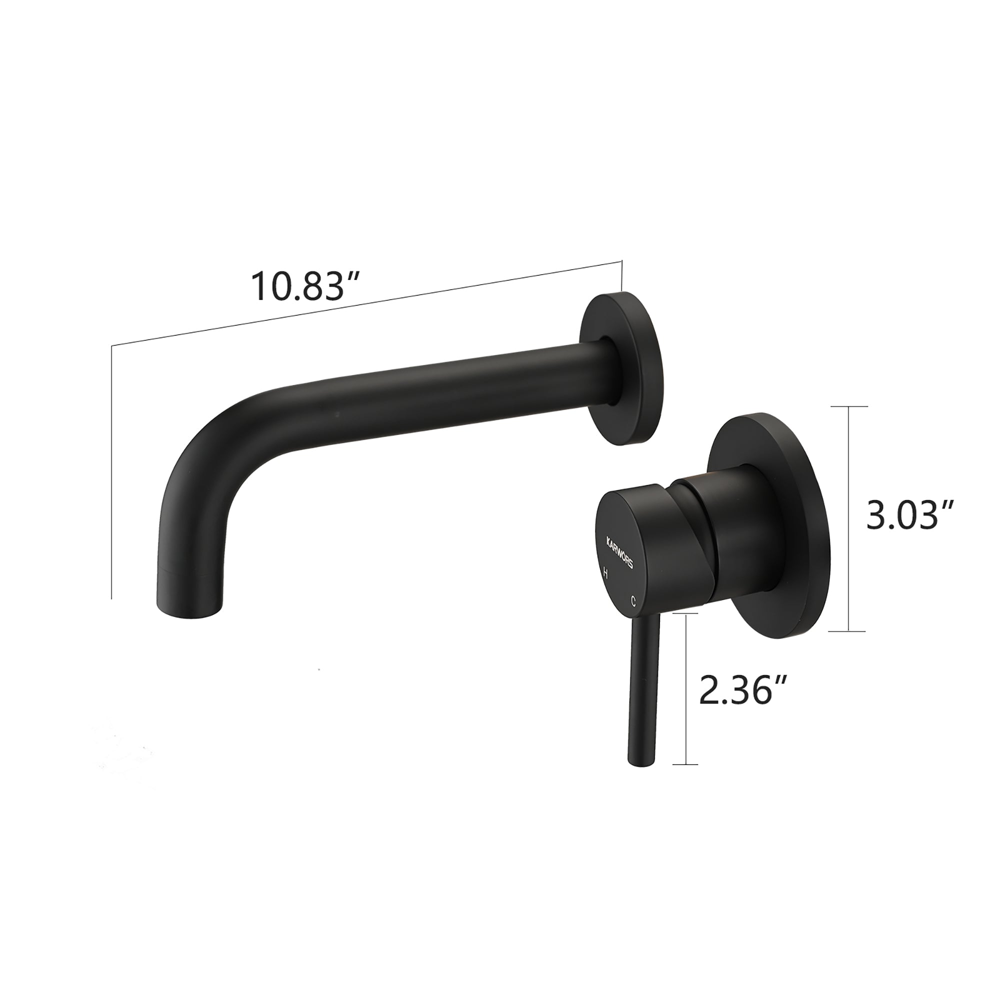 Wall Mounted Single Handle Bathroom Faucet in Matte Black