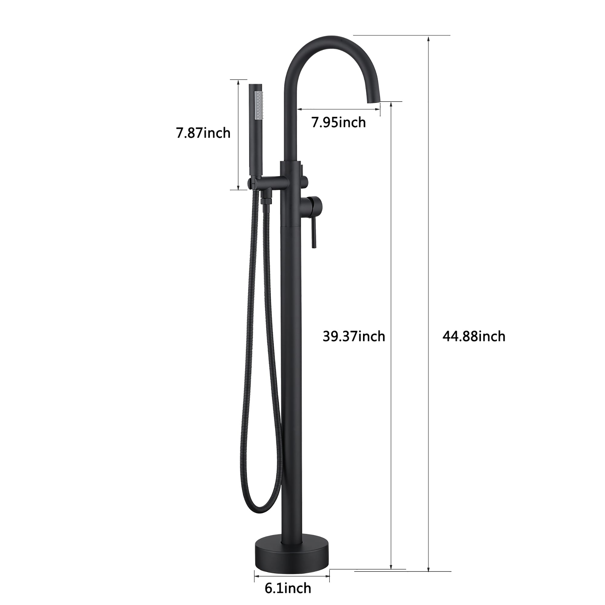 Single Handle Floor Mounted Freestanding Tub Filler with Hand Shower