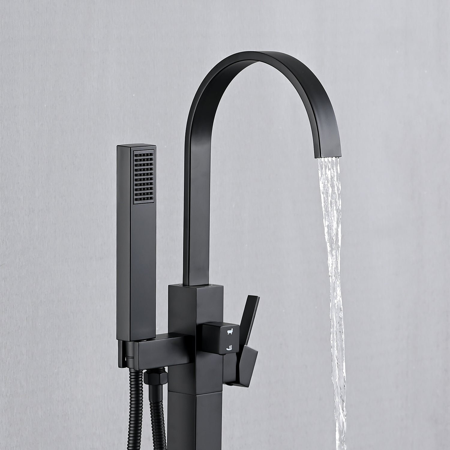 Single Handle Floor Mounted Freestanding Tub Filler with Hand Shower