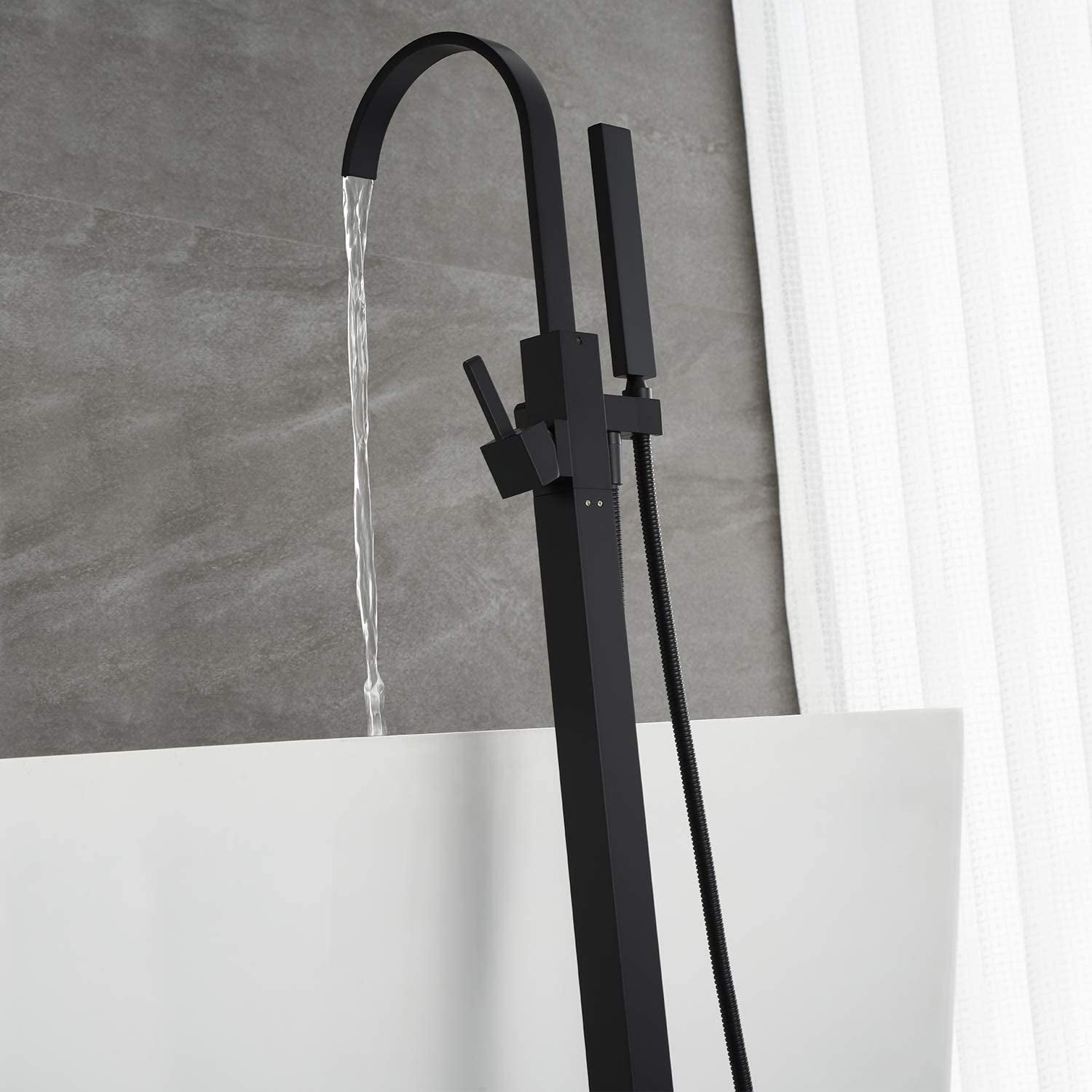 Single Handle Floor Mounted Freestanding Tub Filler with Hand Shower