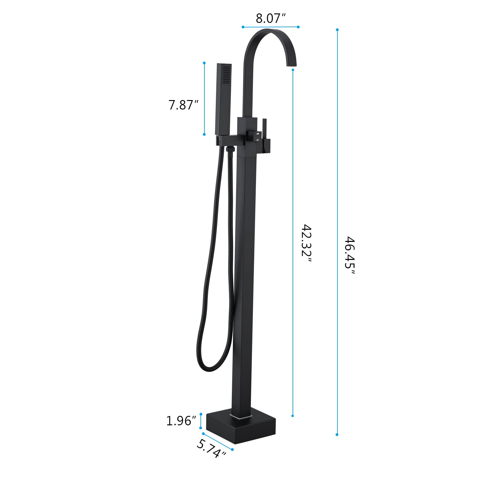Single Handle Floor Mounted Freestanding Tub Filler with Hand Shower
