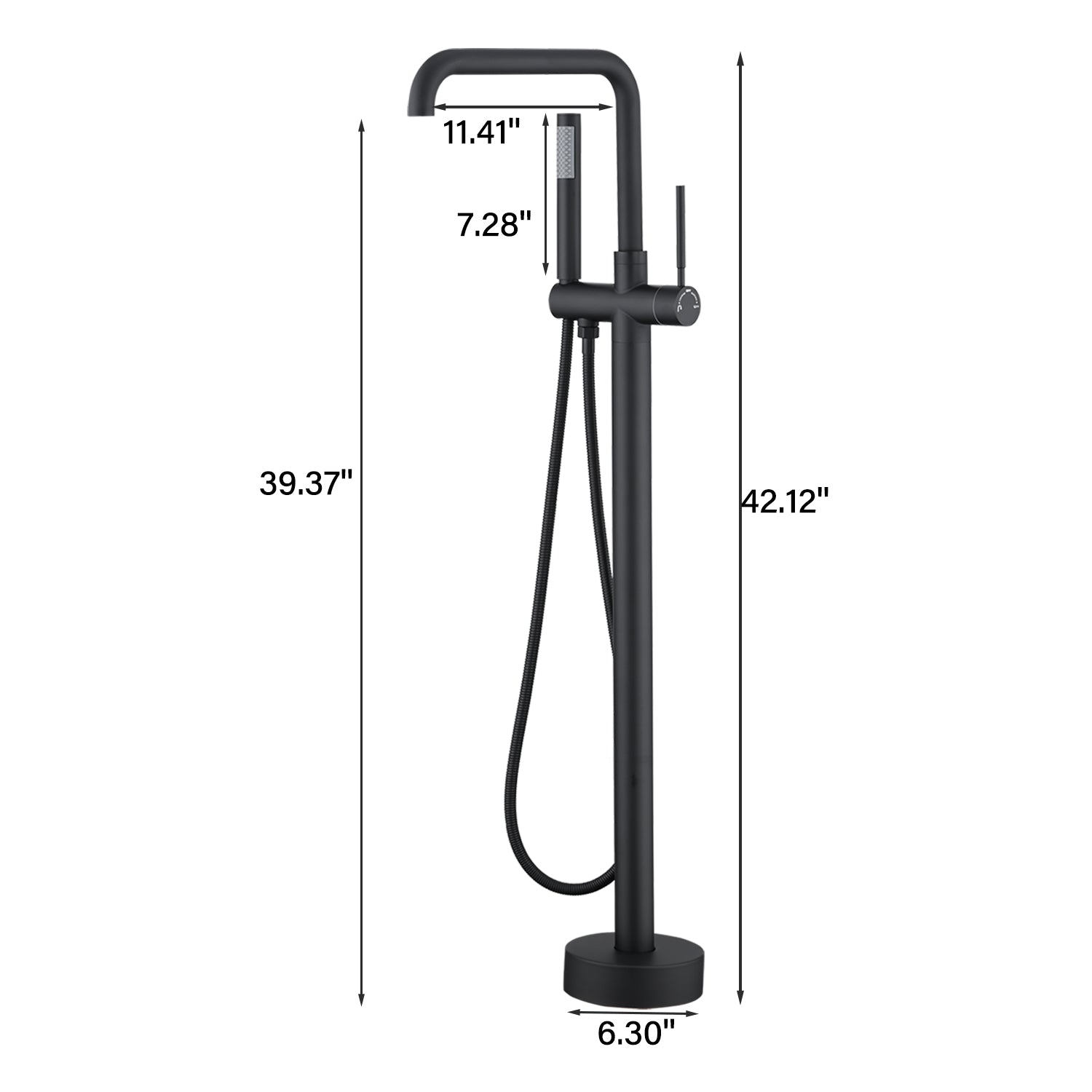 Single Handle Floor Mounted Freestanding Tub Filler with Hand Shower