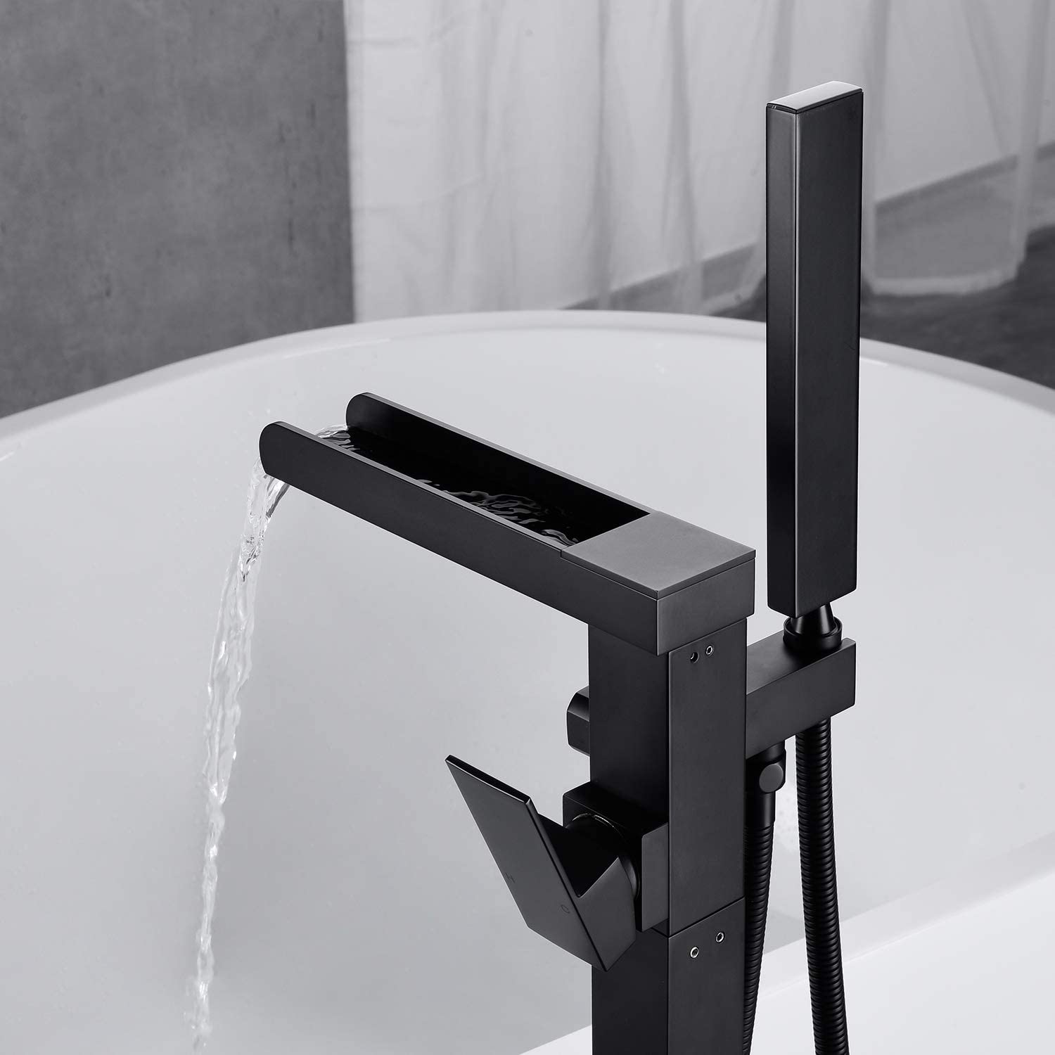 Single Handle Floor Mounted Freestanding Tub Filler with Hand Shower