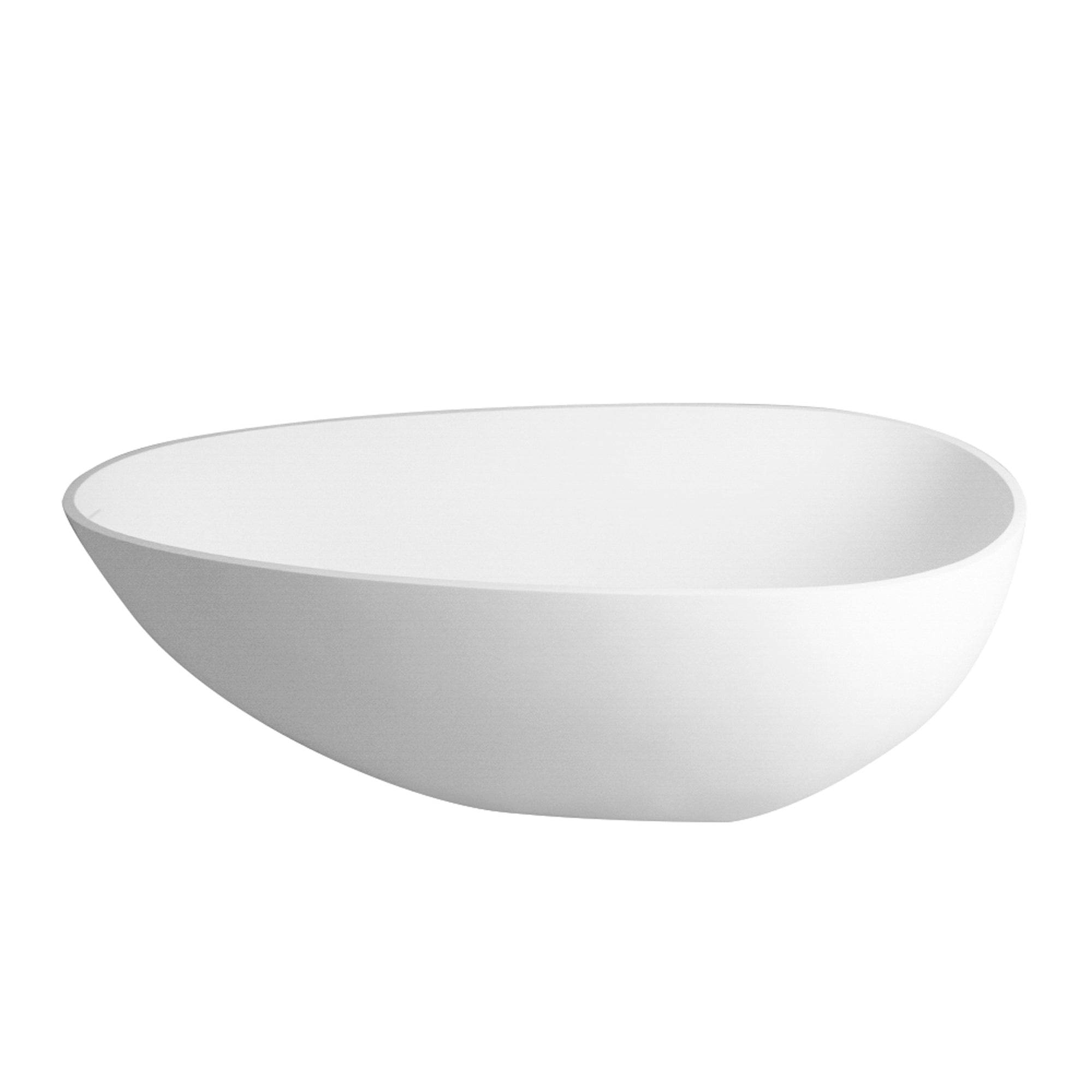 59 in. W Solid Surface Freestanding Flatbottom Soaking Bathtub in Matte White